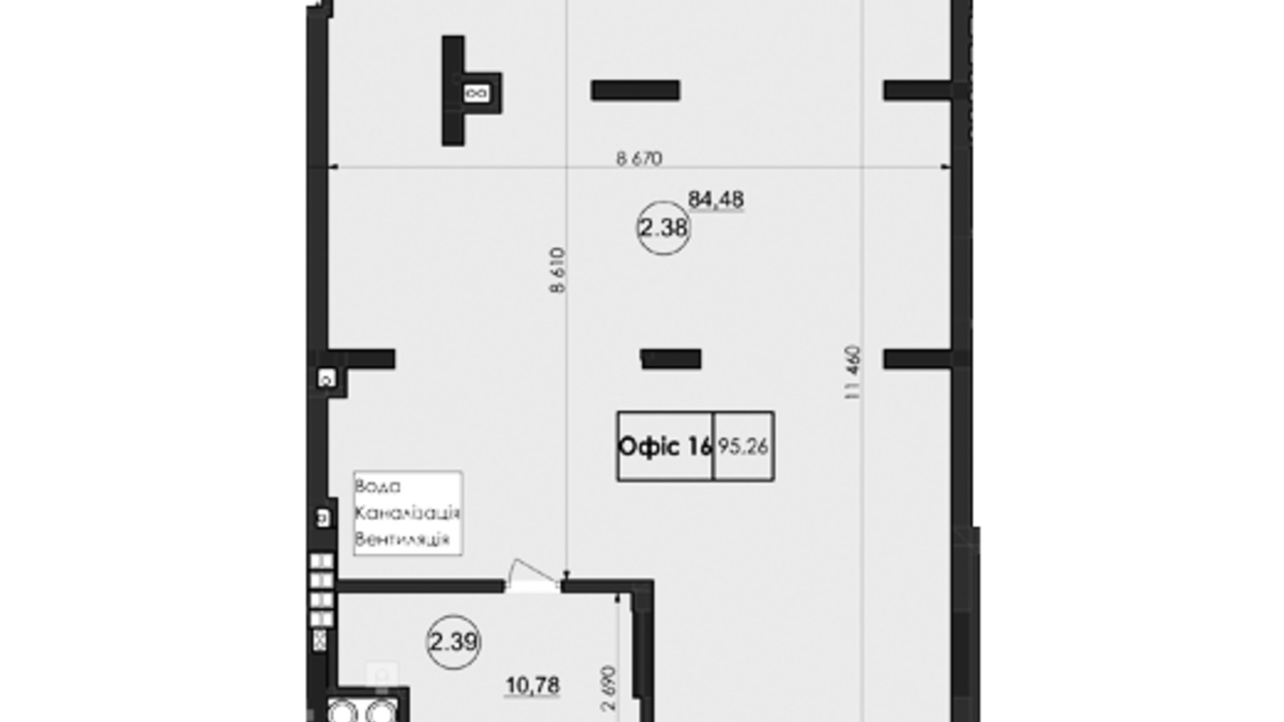Планировка помещения в ЖК Горганы 96.6 м², фото 451722