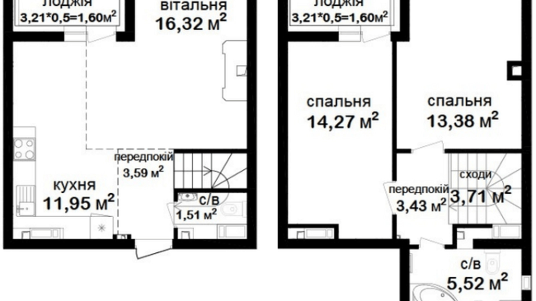 Планировка 3-комнатной квартиры в ЖК Феофания City 76.88 м², фото 505093
