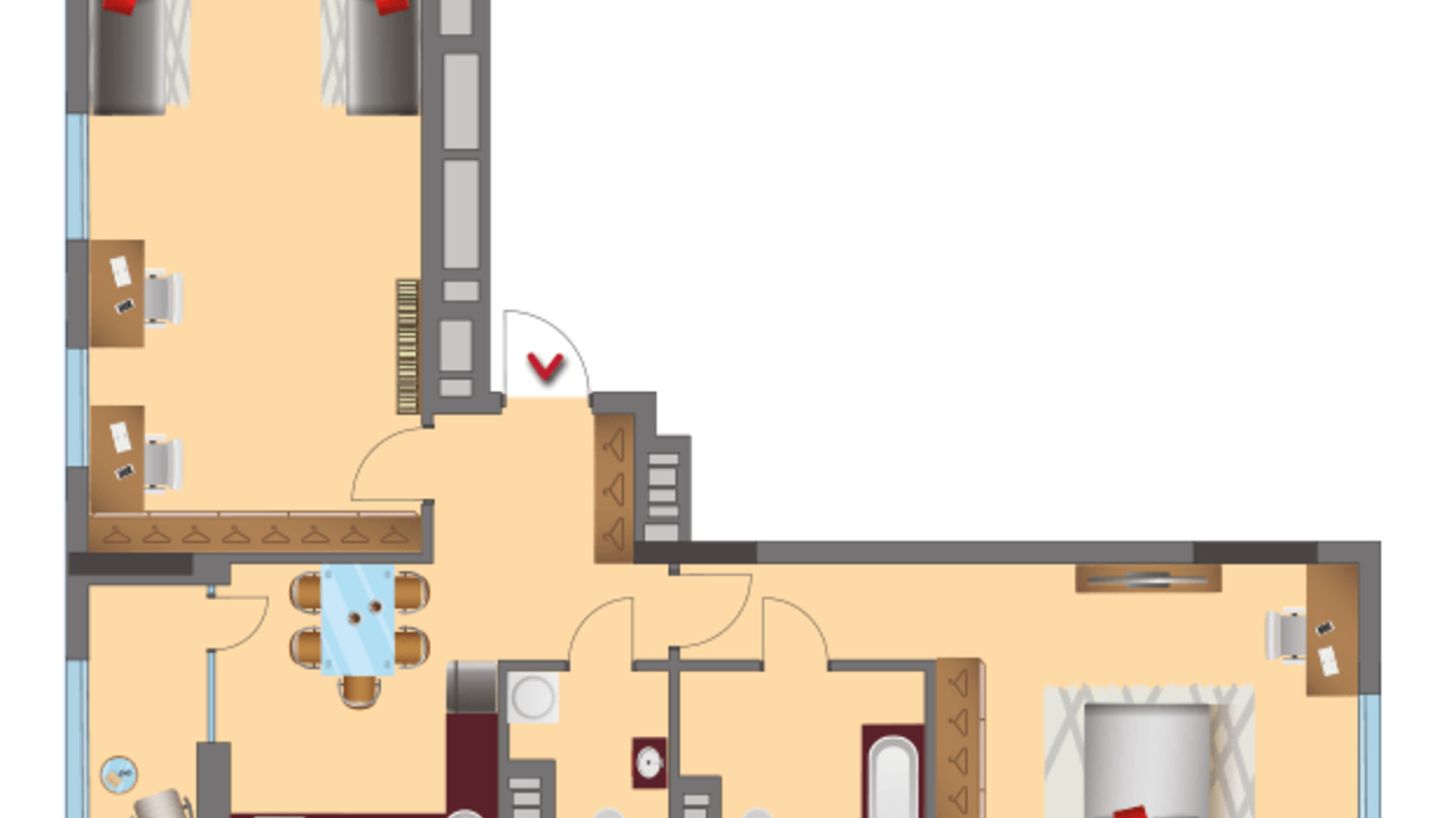Планировка 2-комнатной квартиры в ЖК Salut 75.8 м², фото 511361