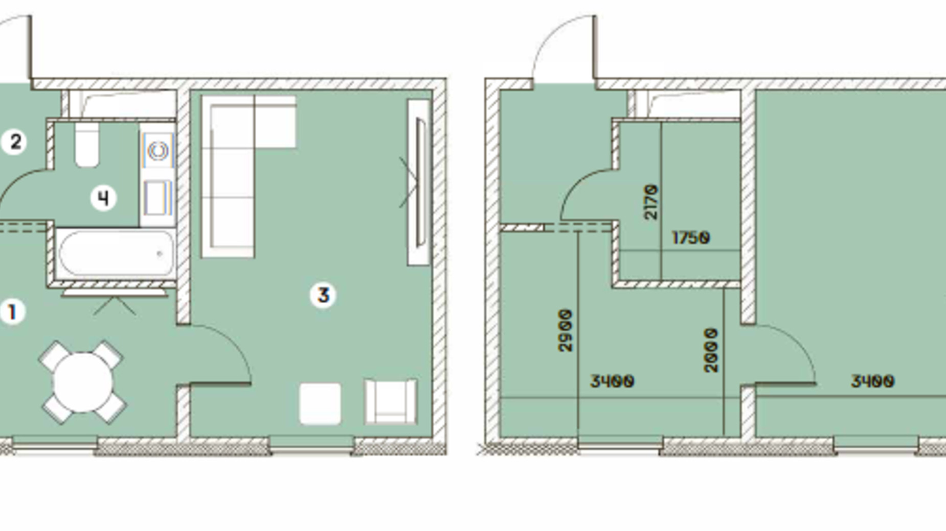 Планування 1-кімнатної квартири в ЖК Smart 31.02 м², фото 549608