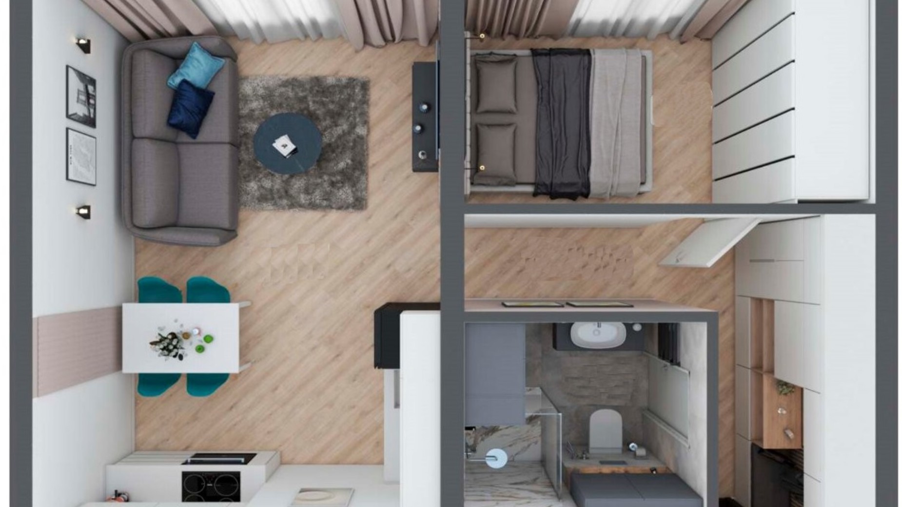 Планування 1-кімнатної квартири в ЖК Smart 37.25 м², фото 549624