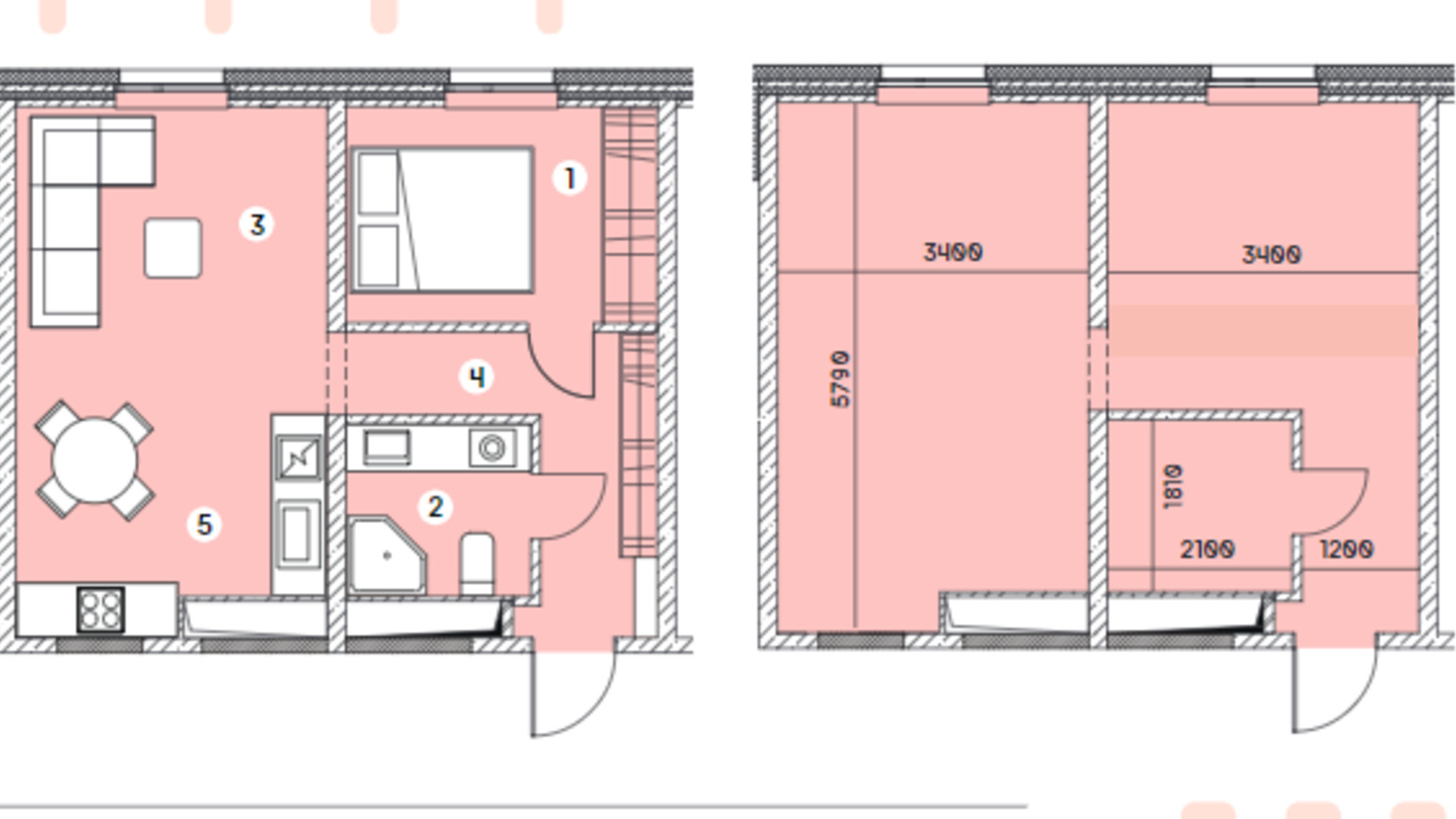Планування 1-кімнатної квартири в ЖК Smart 37.25 м², фото 549627