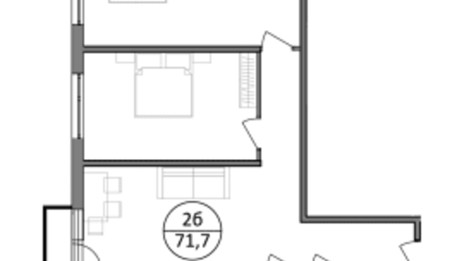 Планування 2-кімнатної квартири в ЖК Парксайд 71.7 м², фото 562088