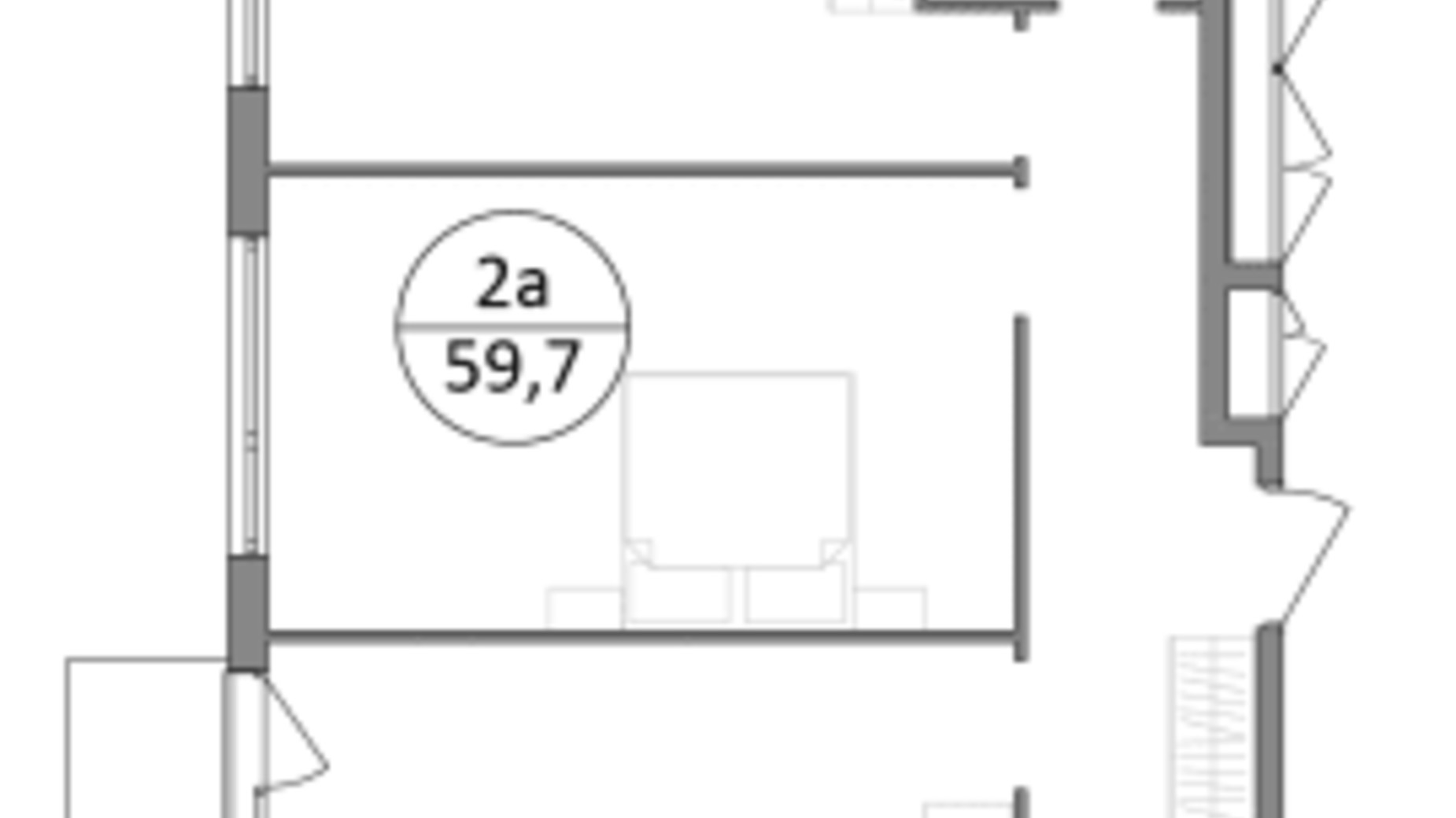 Планування 2-кімнатної квартири в ЖК Грінвуд-3 59.7 м², фото 562114