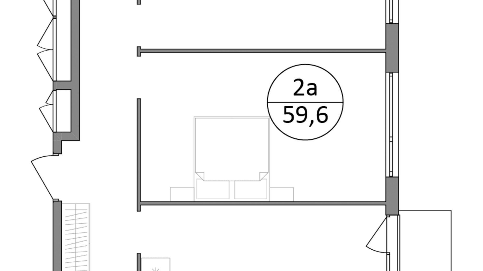 Планування 2-кімнатної квартири в ЖК Грінвуд-3 59.6 м², фото 562127