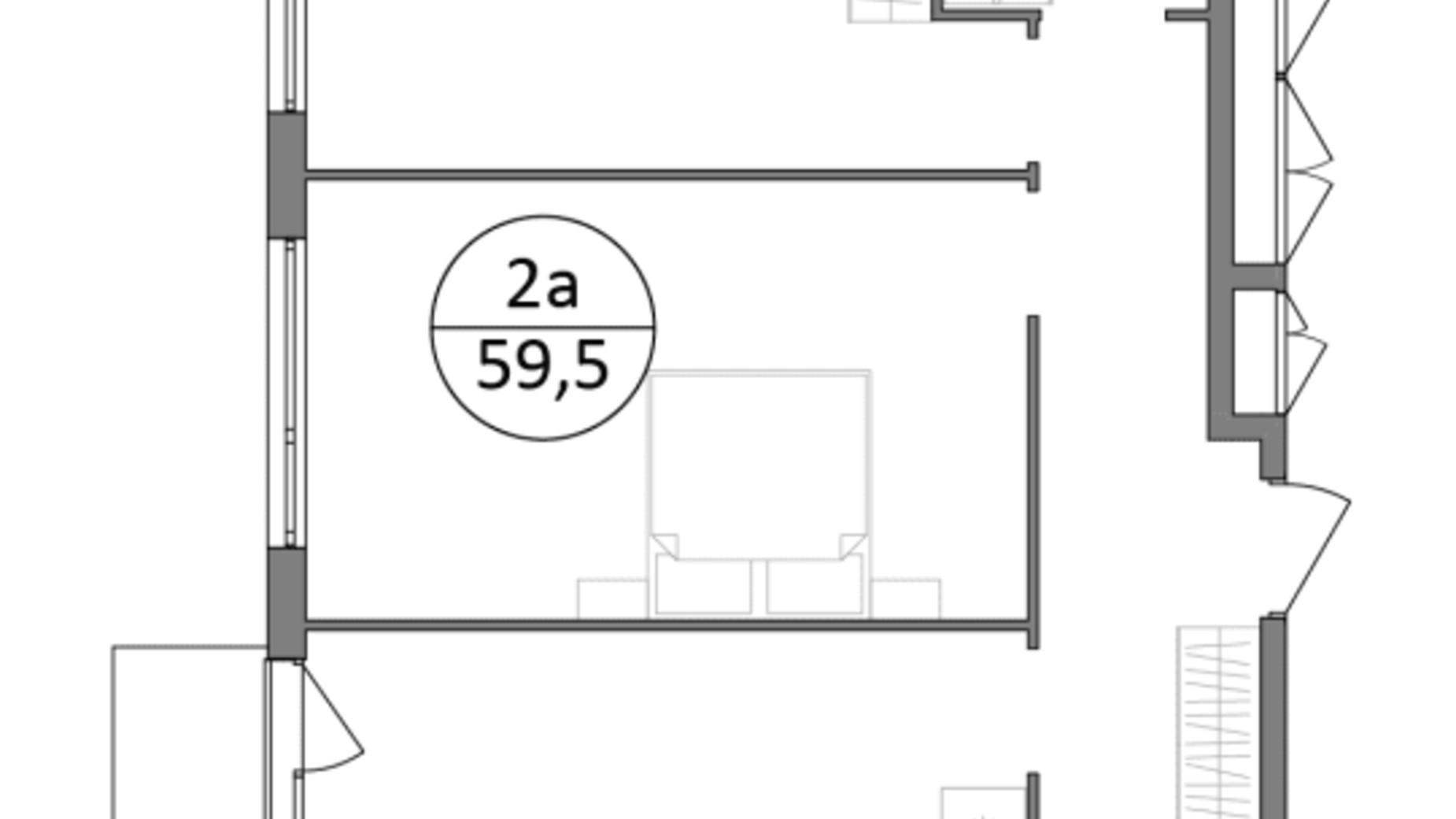 Планування 2-кімнатної квартири в ЖК Грінвуд-3 59.5 м², фото 562132