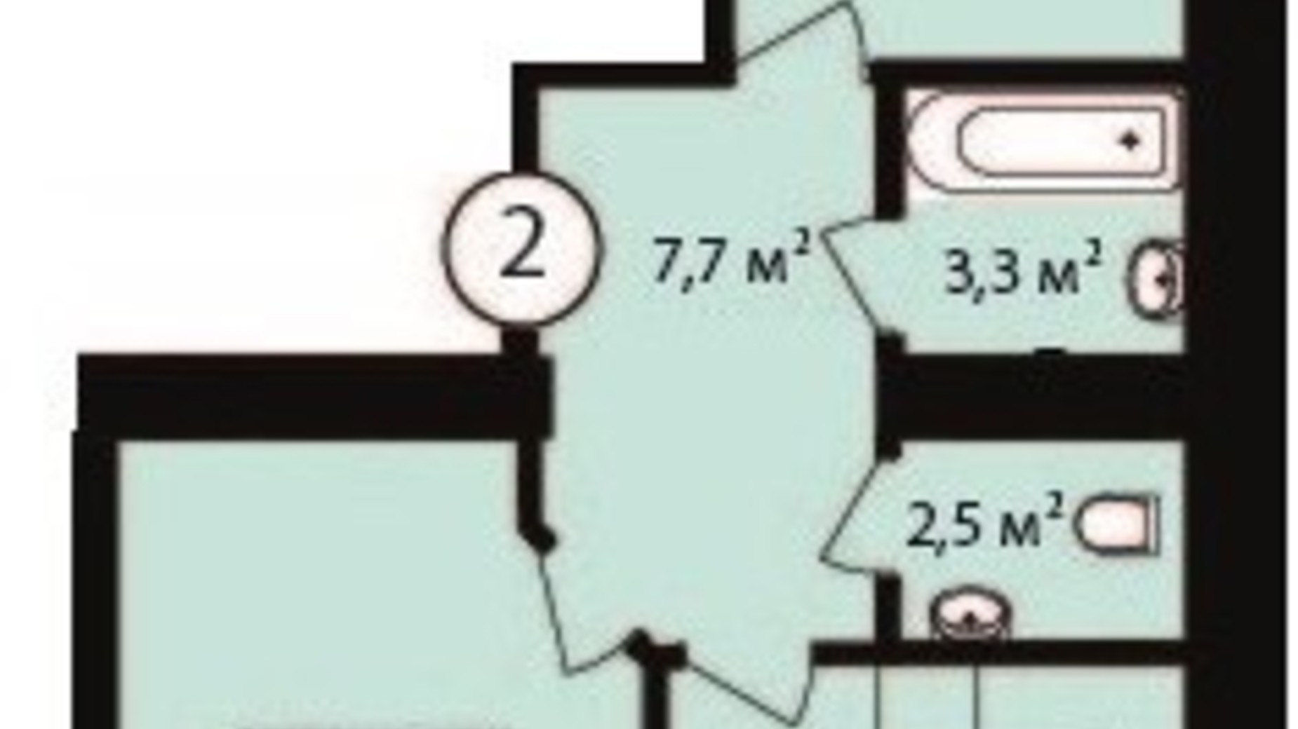 Планування 2-кімнатної квартири в ЖК Dream Park 66.9 м², фото 563162