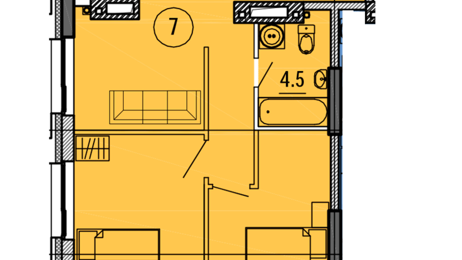 Планування 2-кімнатної квартири в ЖК Космос 54.6 м², фото 563452
