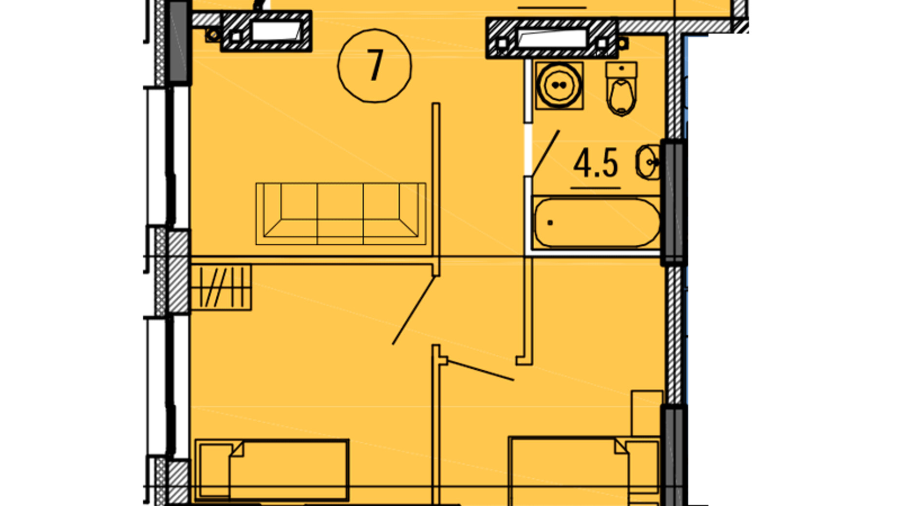 Планування 2-кімнатної квартири в ЖК Космос 54.7 м², фото 563454