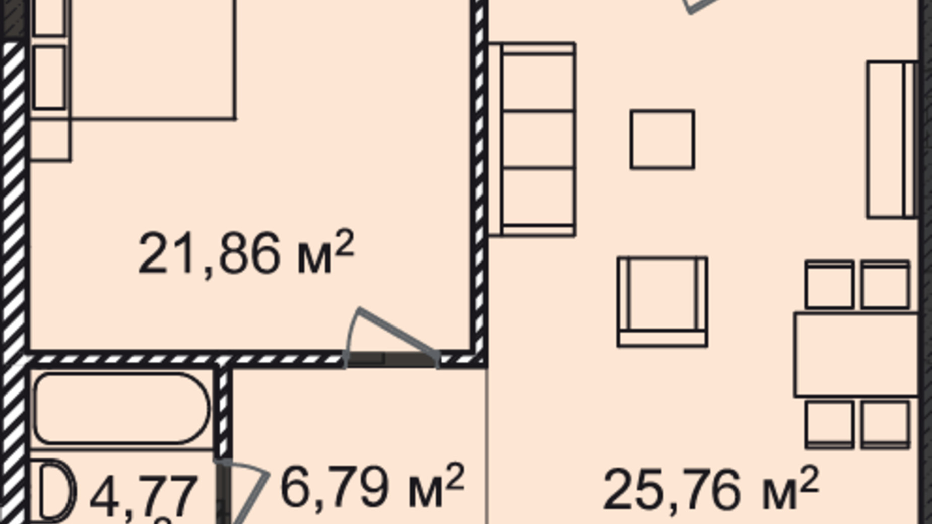 Планировка 1-комнатной квартиры в ЖК Montreal House 64.27 м², фото 564123