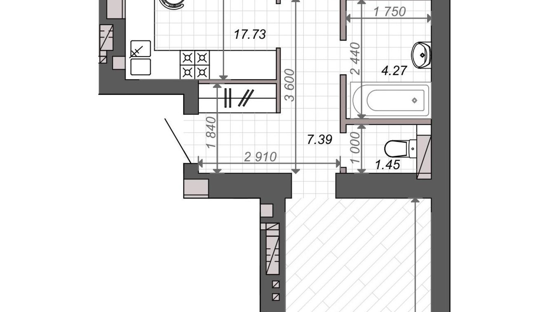 Планировка 2-комнатной квартиры в ЖК Новые Метры PARK 62.2 м², фото 564716