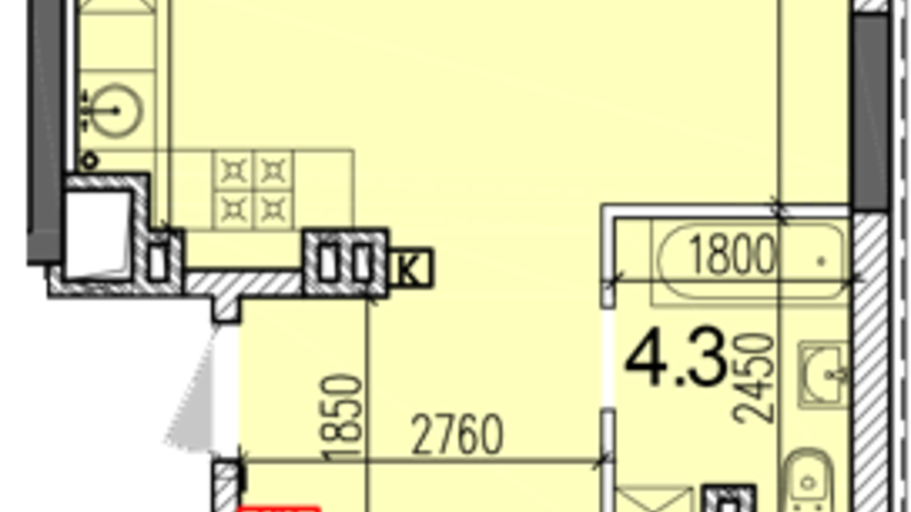 Планування 2-кімнатної квартири в ЖК Затишний-2 63.4 м², фото 565303