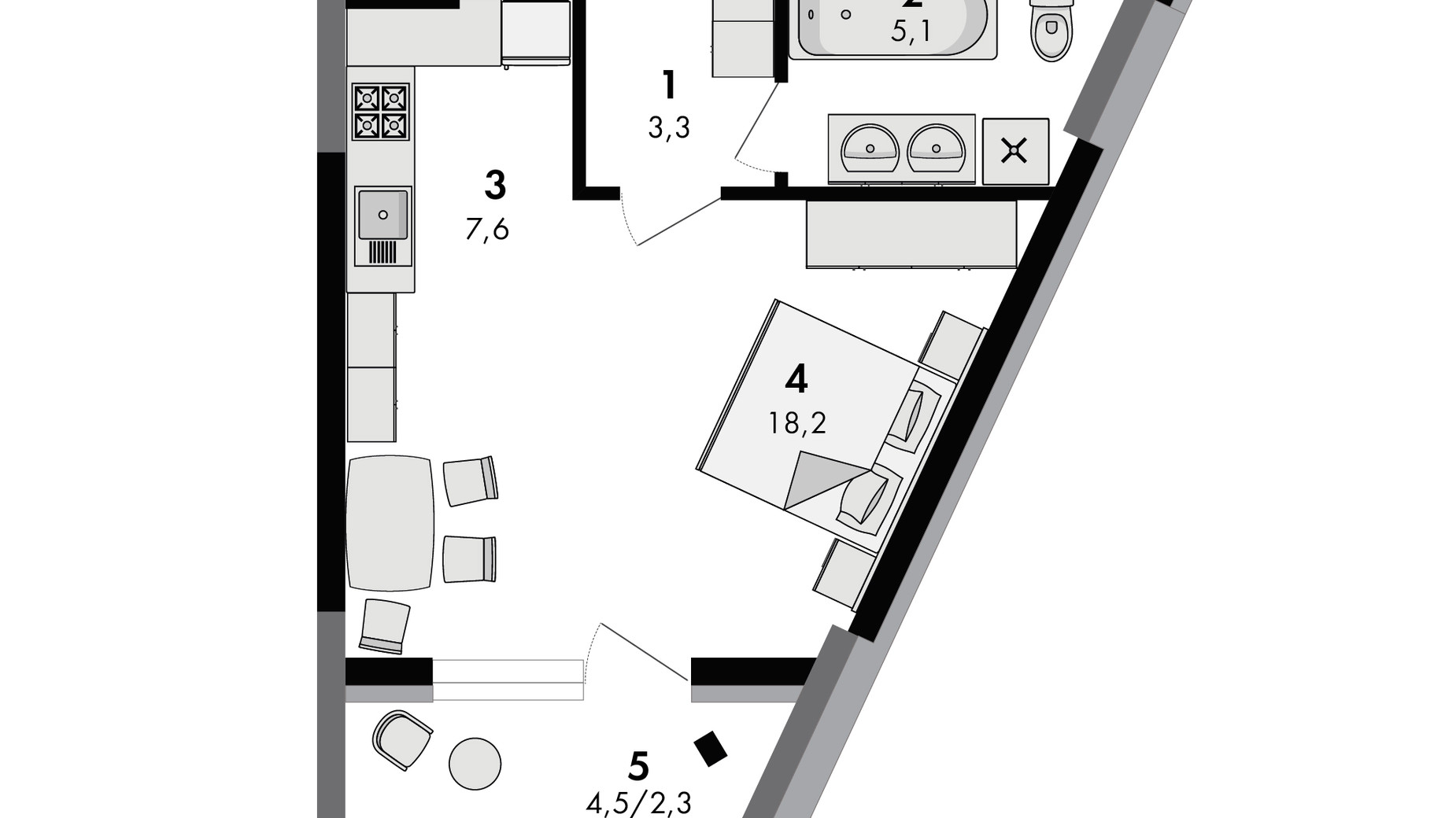 Планировка 1-комнатной квартиры в ЖК Greenville на Печерске 36.4 м², фото 567943