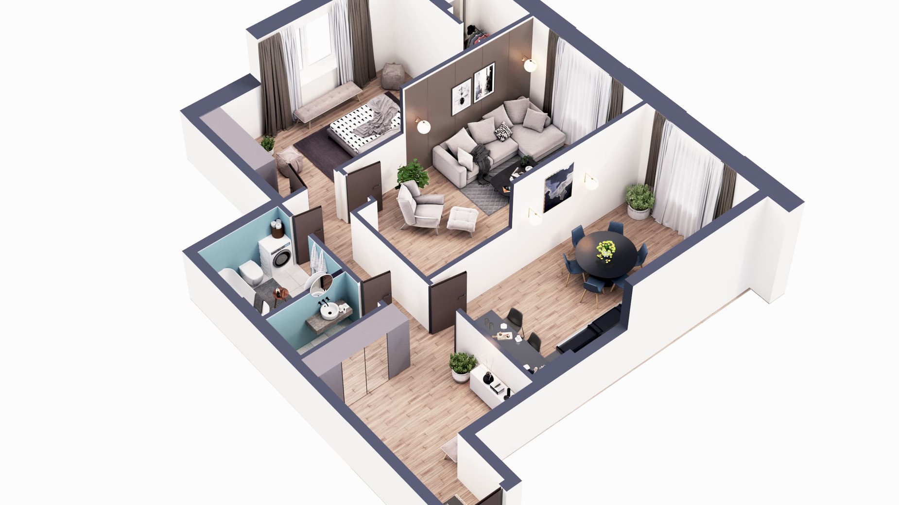Планировка 2-комнатной квартиры в ЖК Greenville Park 92.9 м², фото 568549