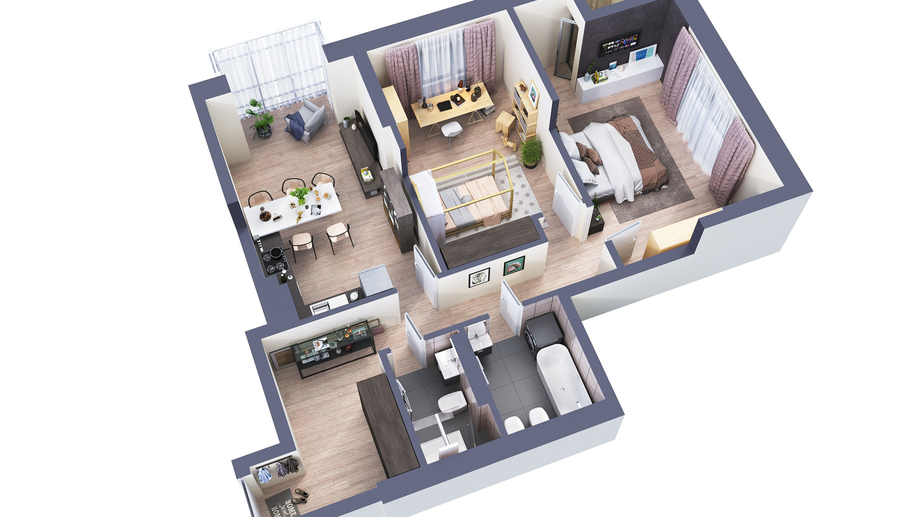 Планировка 2-комнатной квартиры в ЖК Greenville Park 80.2 м², фото 568588