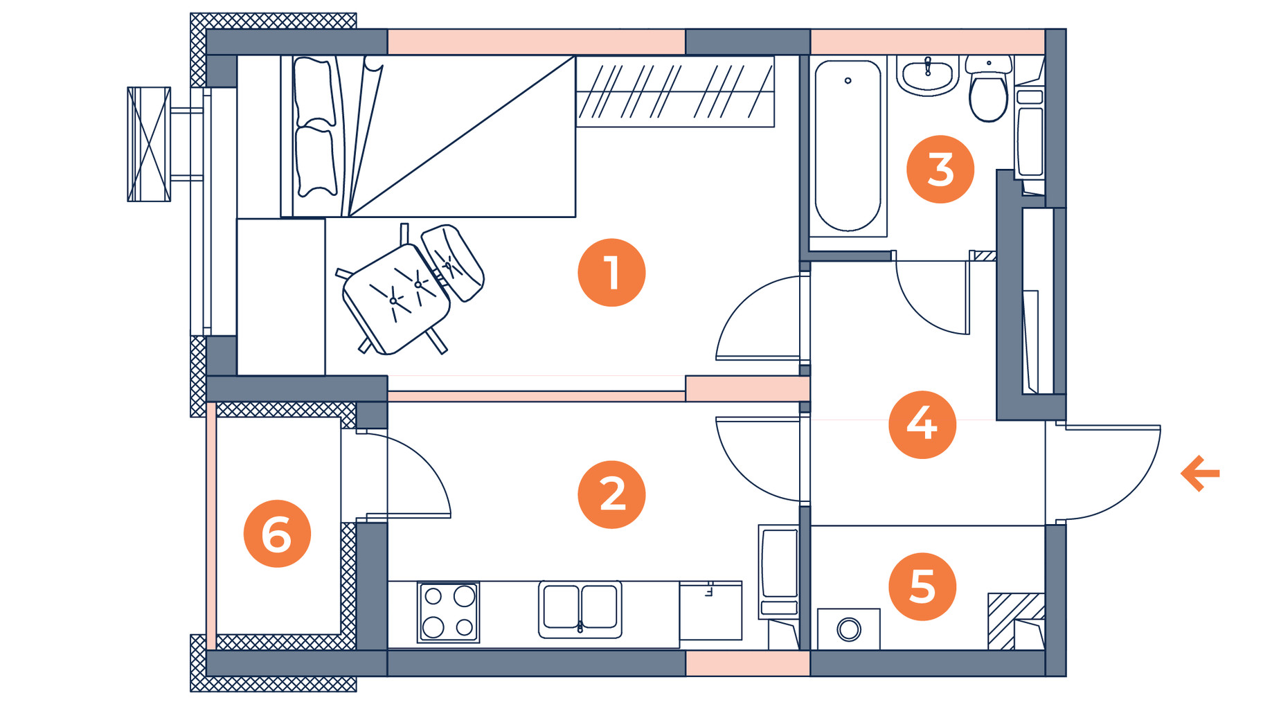 Планировка 1-комнатной квартиры в ЖК Orange City 39.19 м², фото 570251