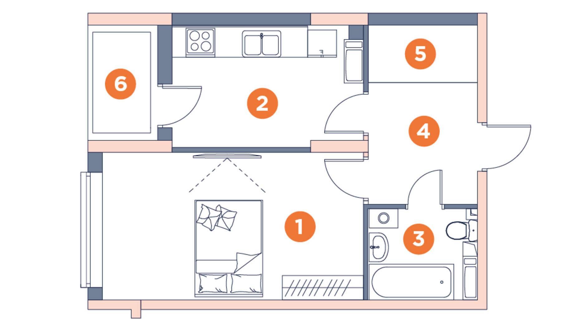 Планировка 1-комнатной квартиры в ЖК Orange City 39.88 м², фото 570252