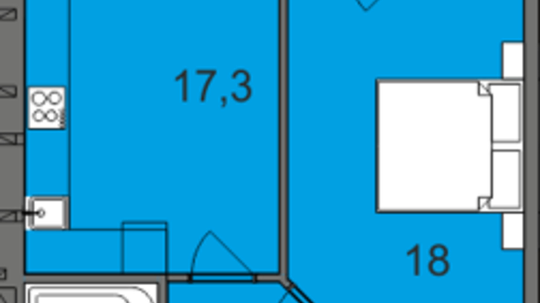 Планування 1-кімнатної квартири в ЖК Dream Park 45 м², фото 574351