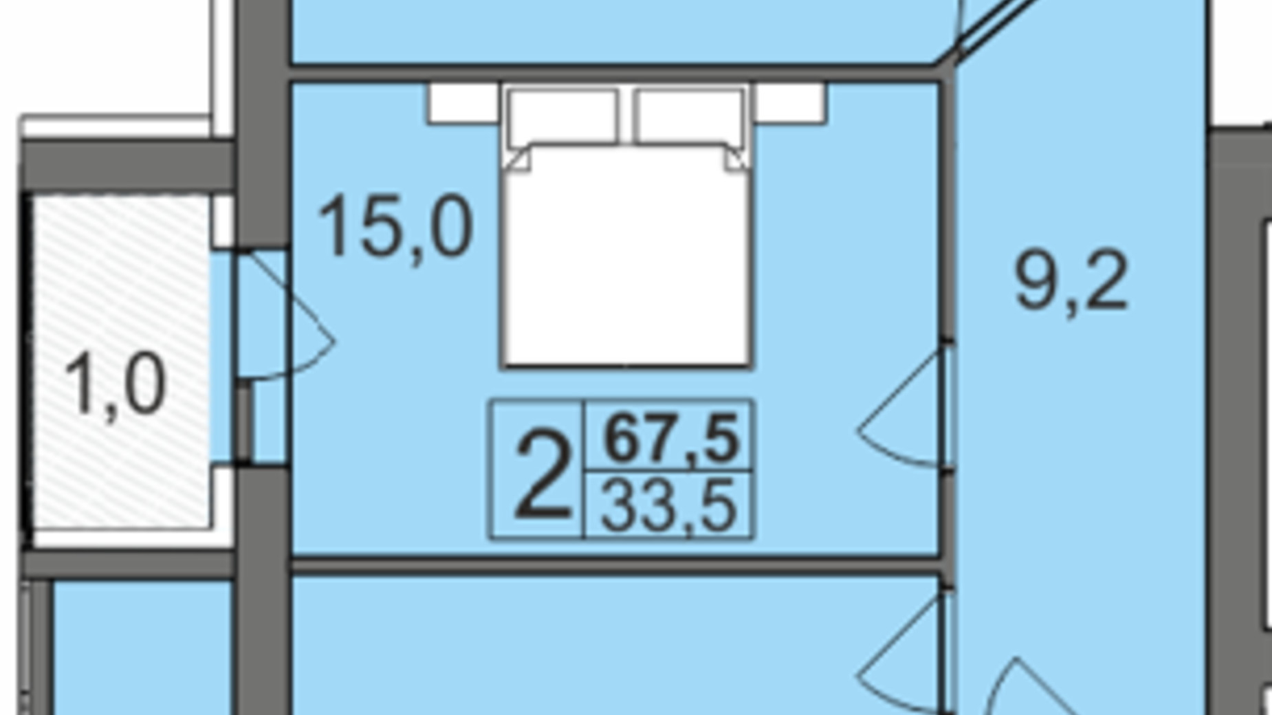 Планування 2-кімнатної квартири в ЖК Dream Park 67.5 м², фото 574354