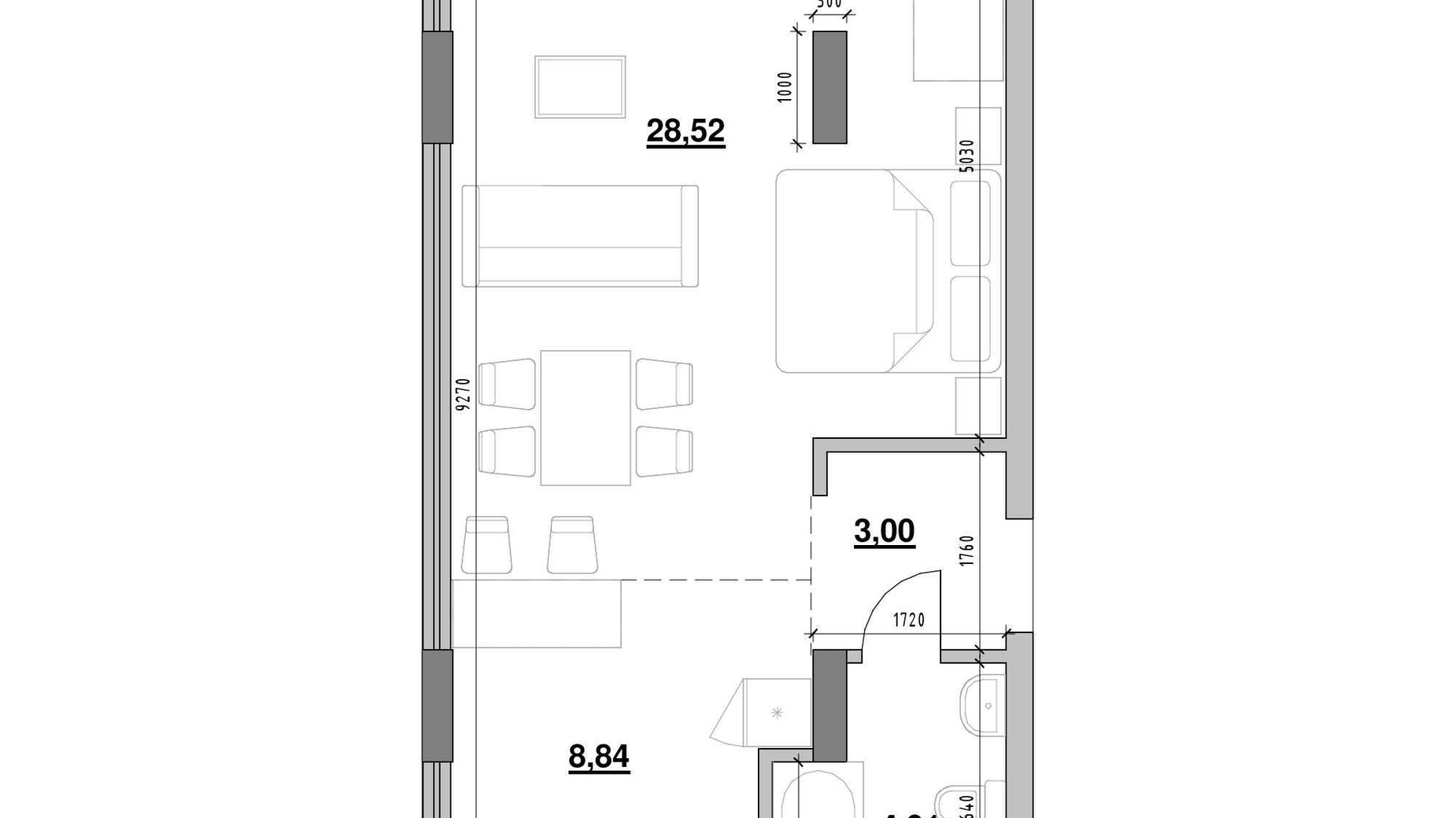 Планировка 1-комнатной квартиры в ЖК Америка 45.27 м², фото 574785