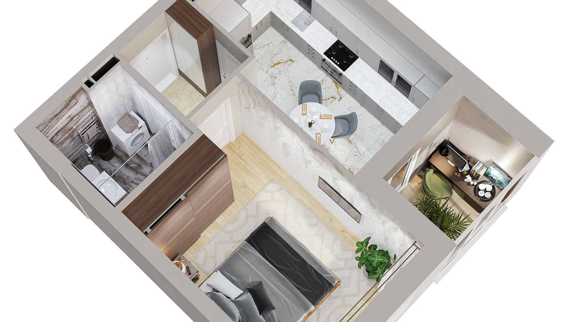 Планировка 1-комнатной квартиры в ЖК Centr City 35.32 м², фото 579620