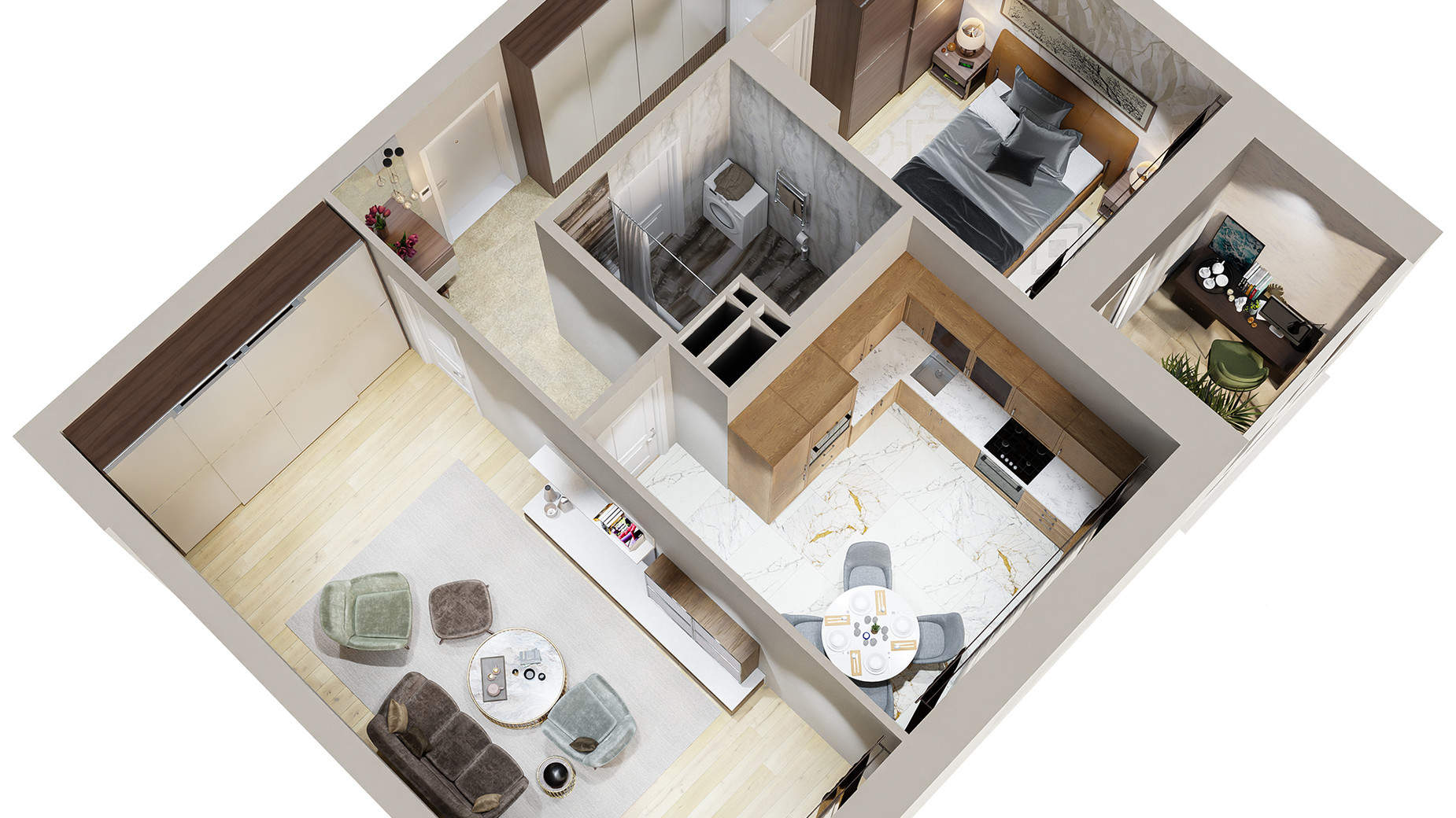 Планировка 2-комнатной квартиры в ЖК Centr City 61.06 м², фото 579631