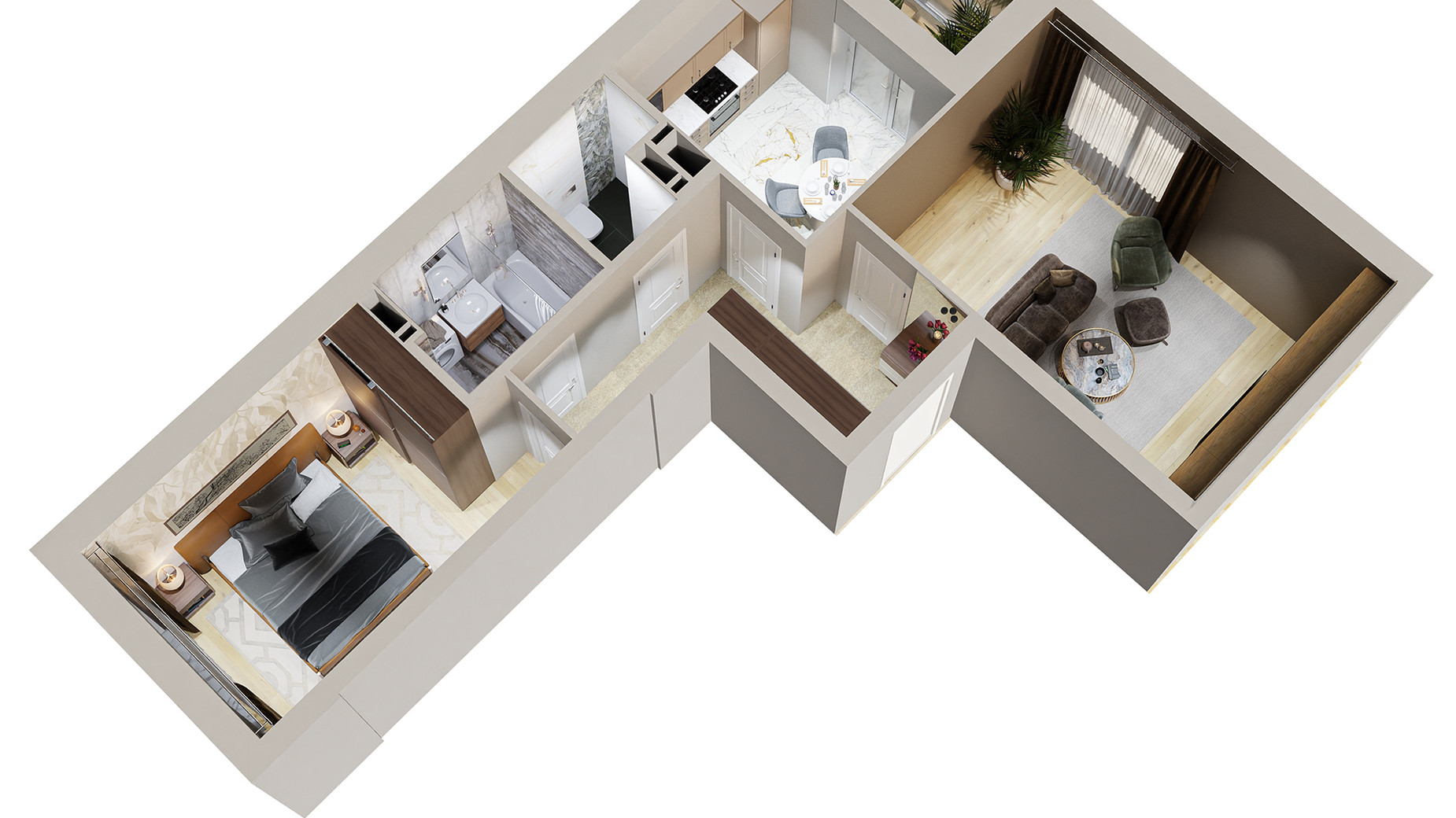 Планировка 2-комнатной квартиры в ЖК Centr City 62.23 м², фото 579633