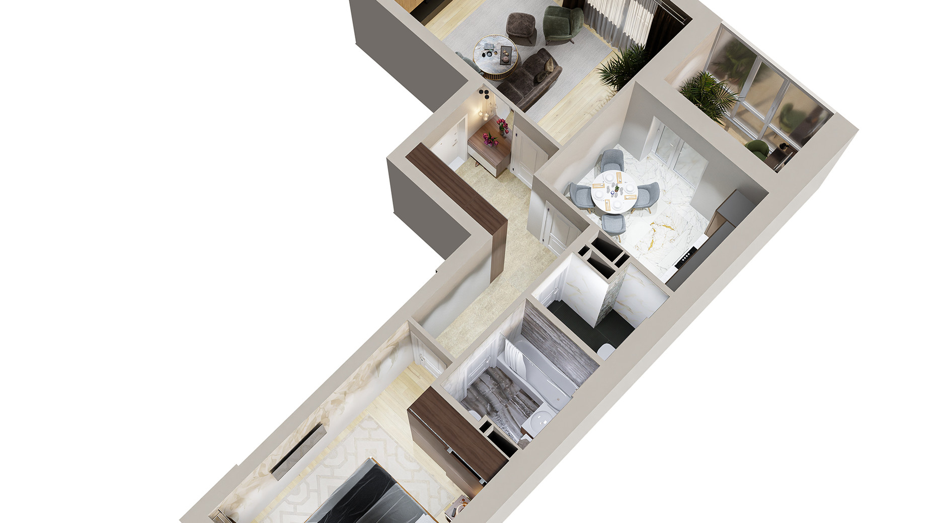 Планировка 2-комнатной квартиры в ЖК Centr City 59.91 м², фото 579641