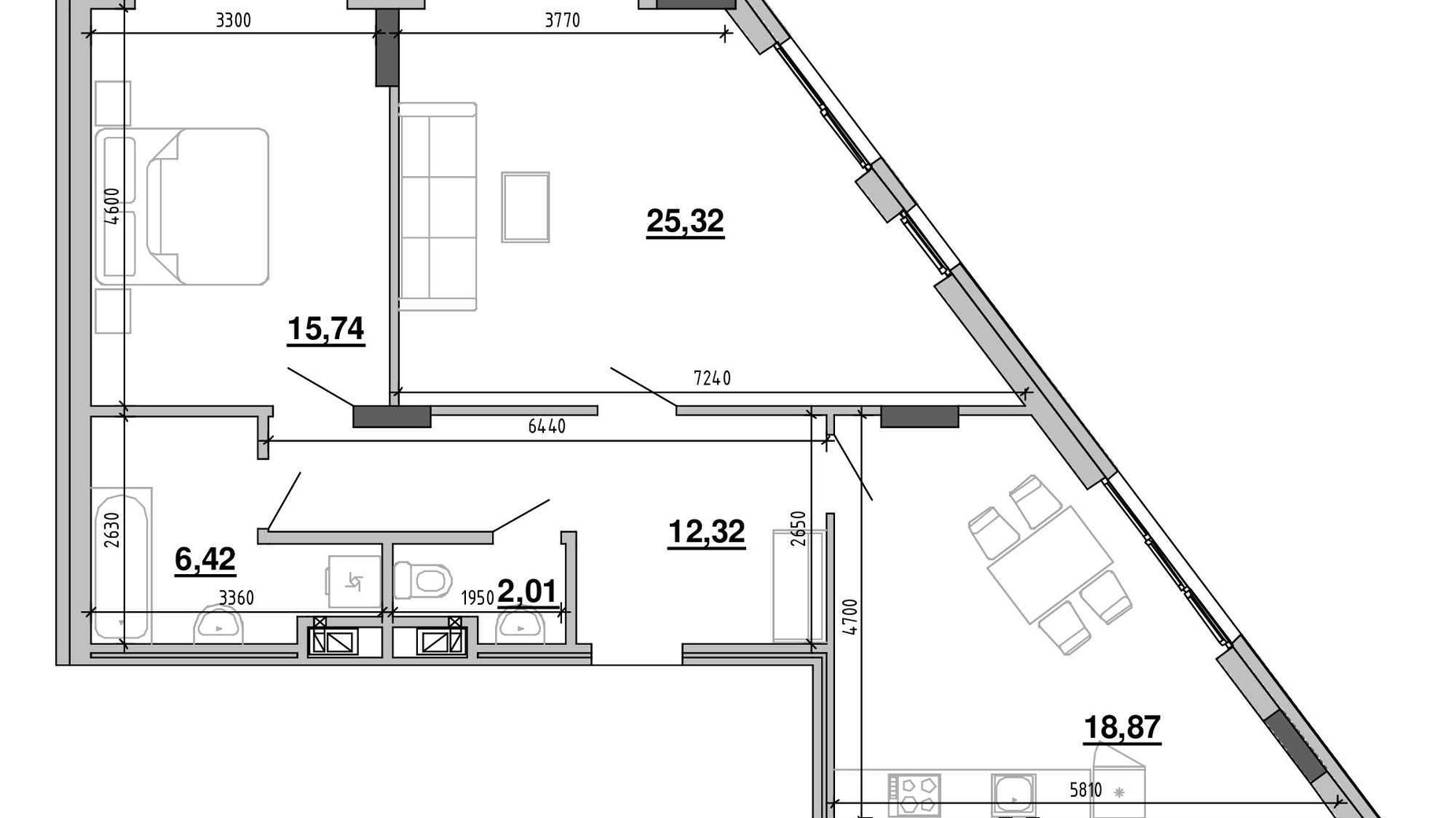 Планування 2-кімнатної квартири в ЖК Містечко Підзамче 80.68 м², фото 580734