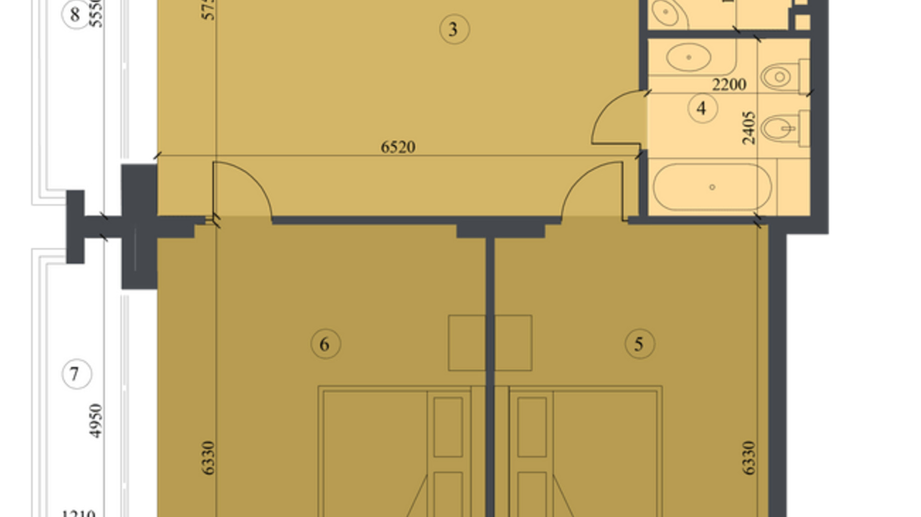 Планировка 2-комнатной квартиры в КД Liberty Residence 86.1 м², фото 581822