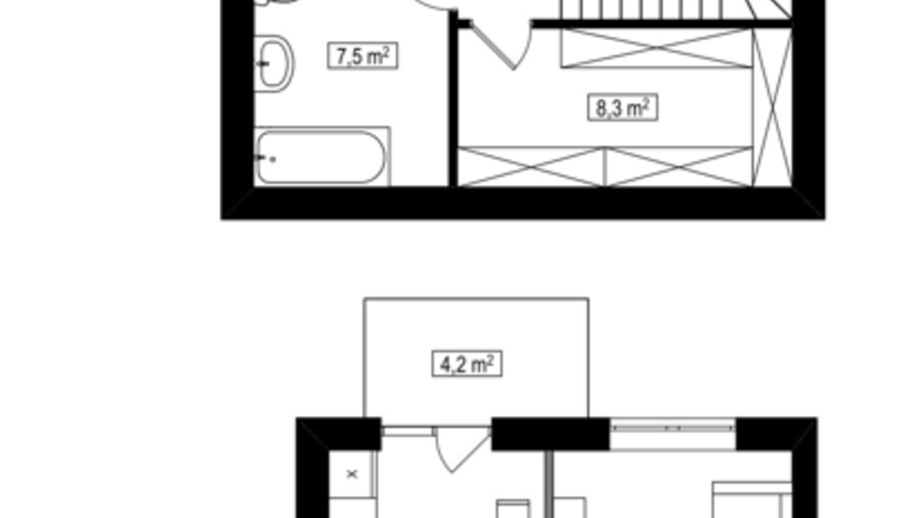 Планировка много­уровневой квартиры в ЖК Амстердам Клубный 83.2 м², фото 588087