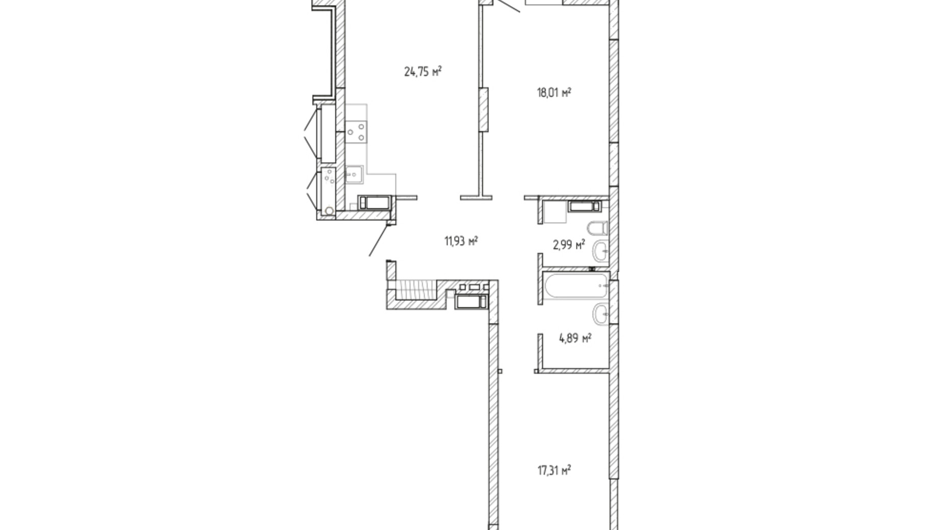 Планировка 2-комнатной квартиры в ЖК Krona Park 2 81.8 м², фото 588884