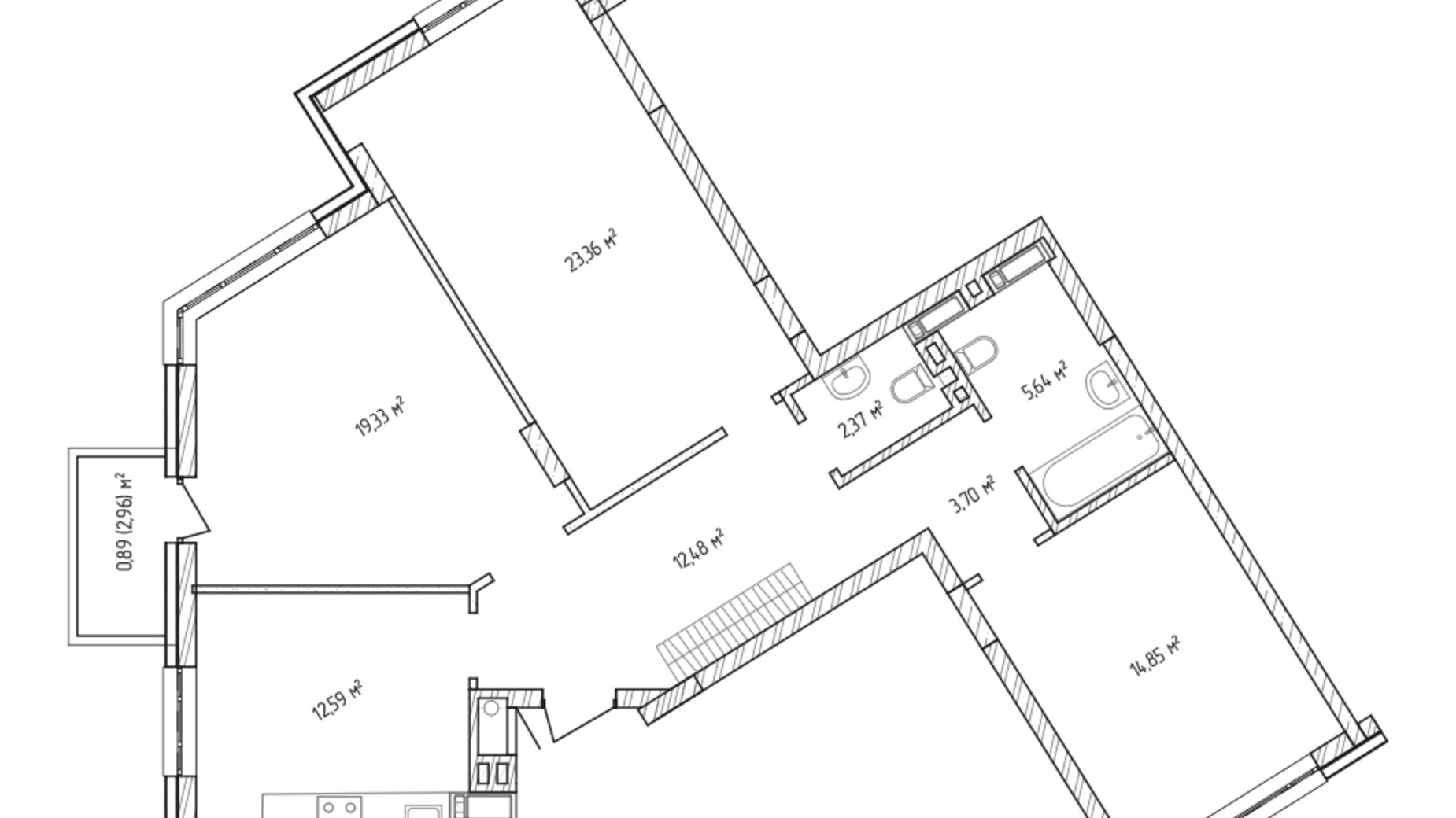 Планировка 3-комнатной квартиры в ЖК Krona Park 2 95.21 м², фото 588890