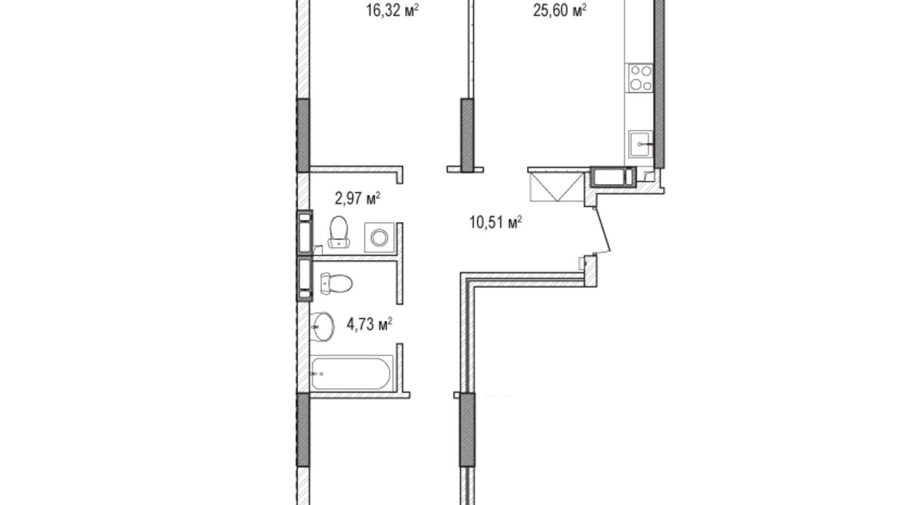 Планировка 3-комнатной квартиры в ЖК Krona Park 2 82.61 м², фото 588917
