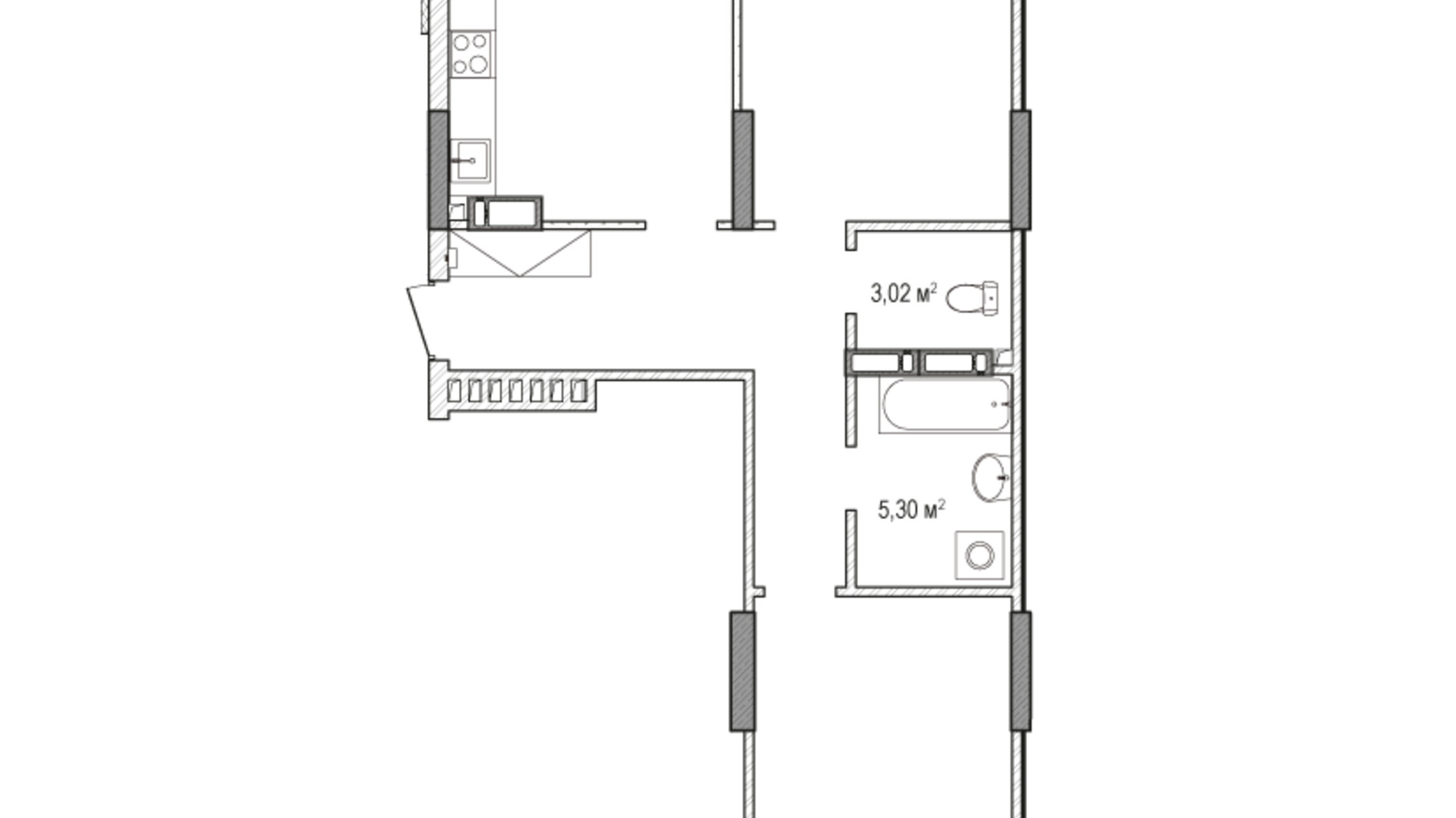 Планировка 3-комнатной квартиры в ЖК Krona Park 2 85.28 м², фото 588918