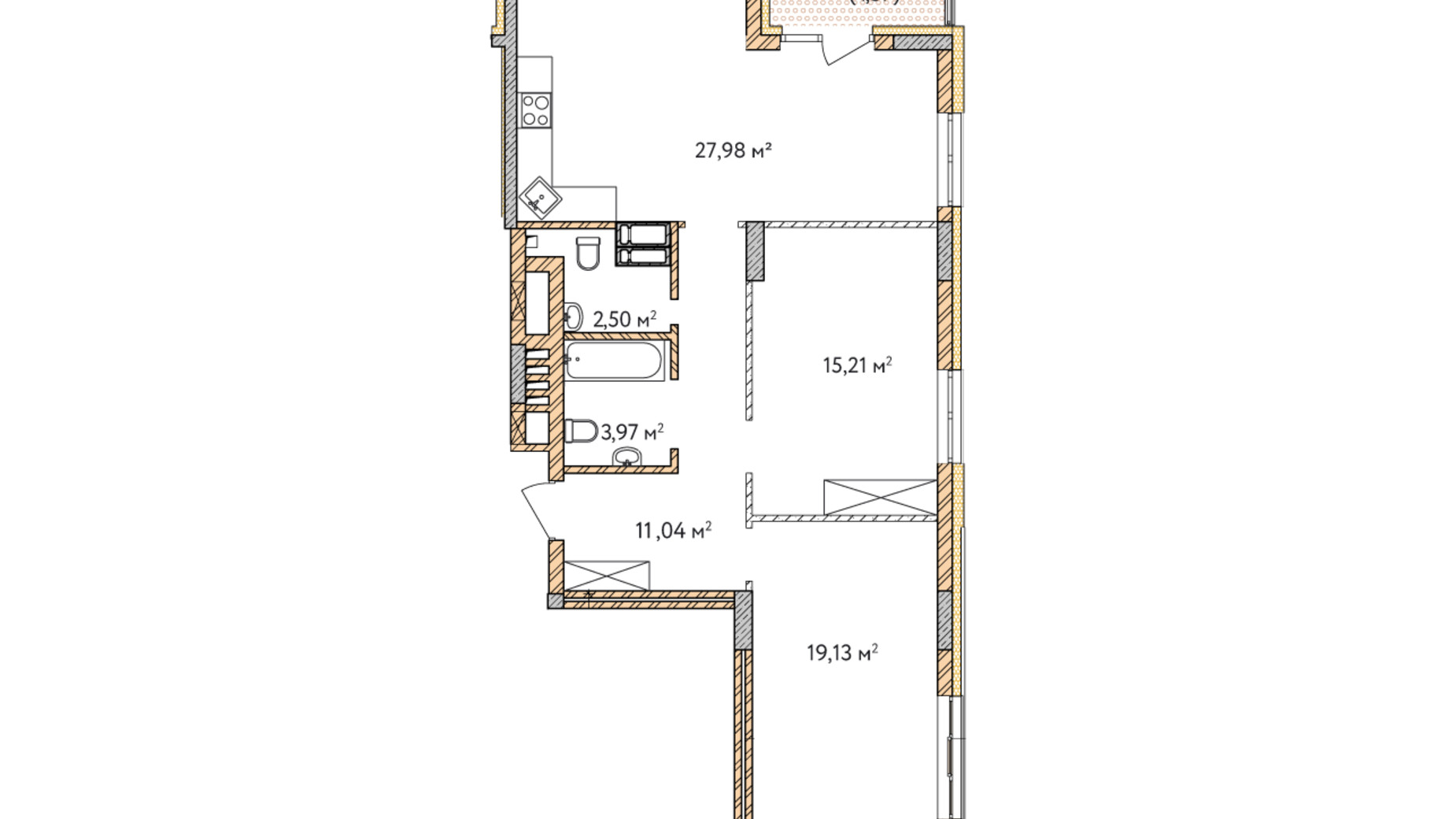 Планировка 2-комнатной квартиры в ЖК Krona Park 2 81.2 м², фото 588942