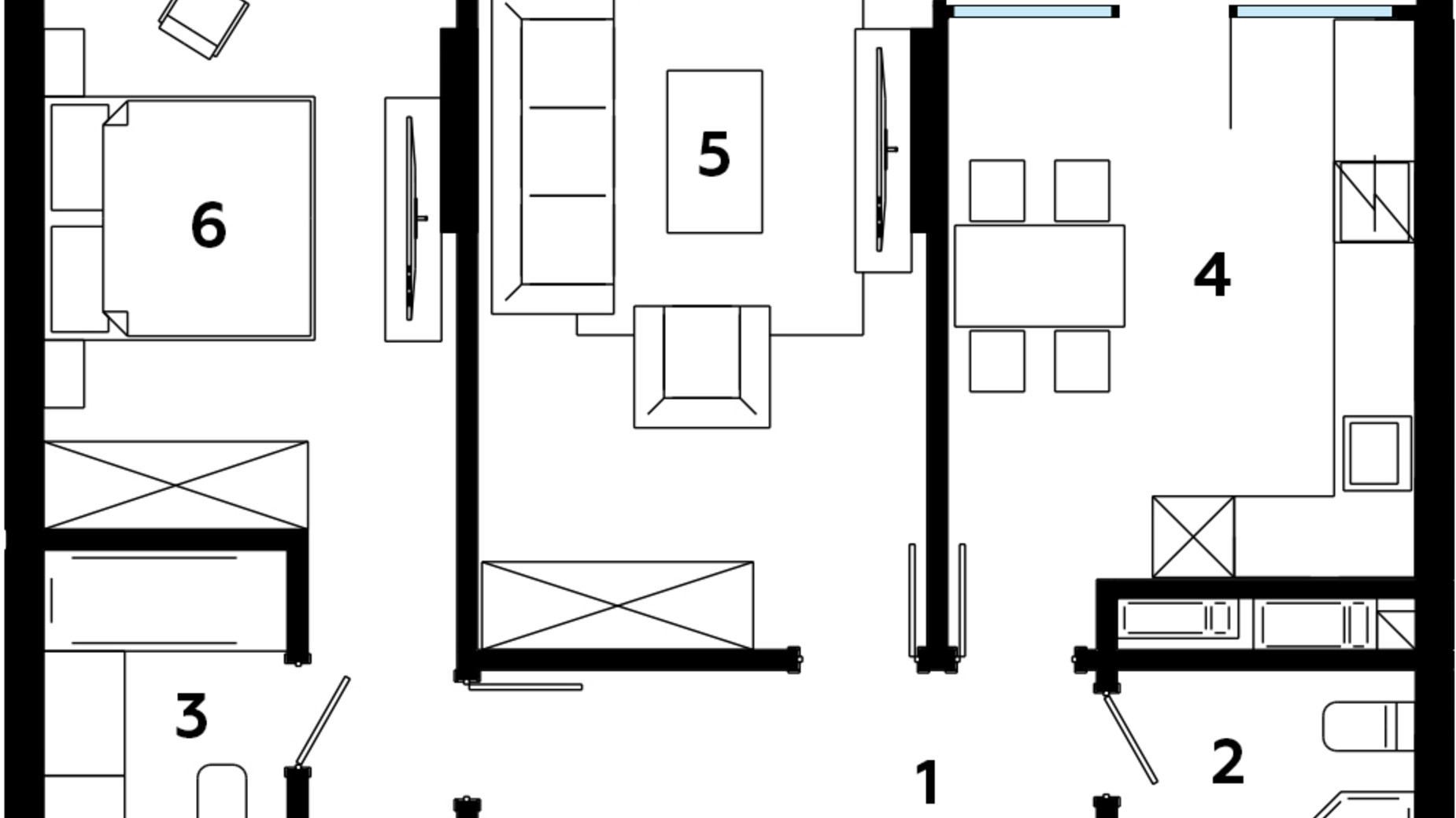 Планування 2-кімнатної квартири в ЖК Madison Gardens 74.8 м², фото 588958