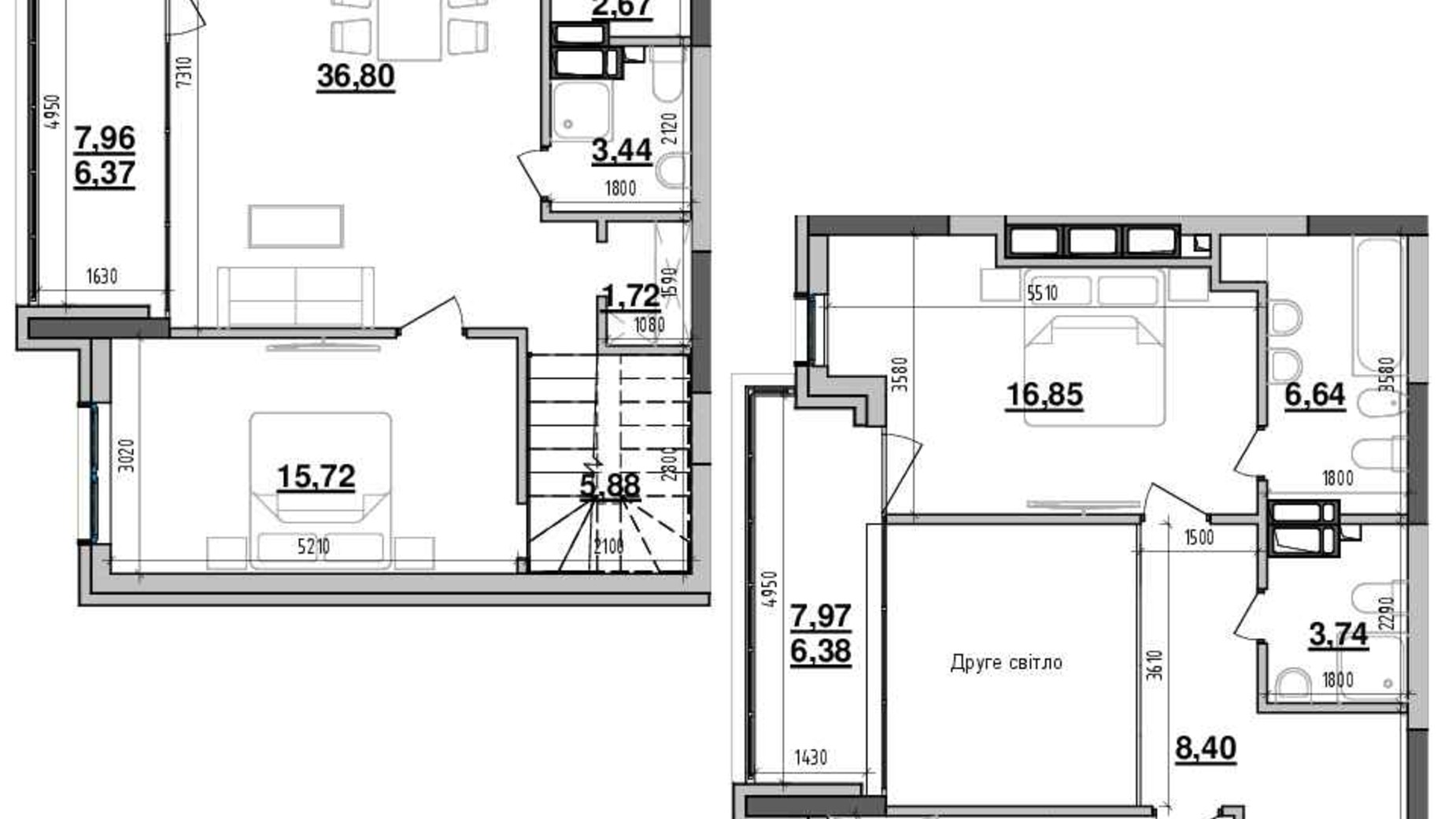 Планування багато­рівневої квартири в ЖК Maxima Residence 136.65 м², фото 589801