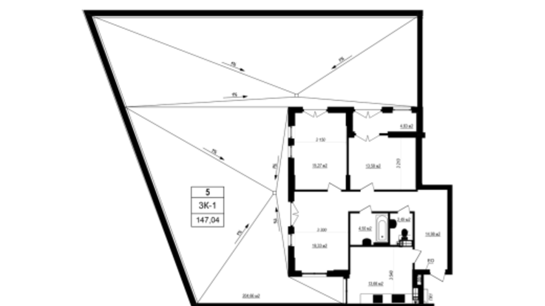 Планировка 3-комнатной квартиры в ЖК Щасливий Grand 147.04 м², фото 601105