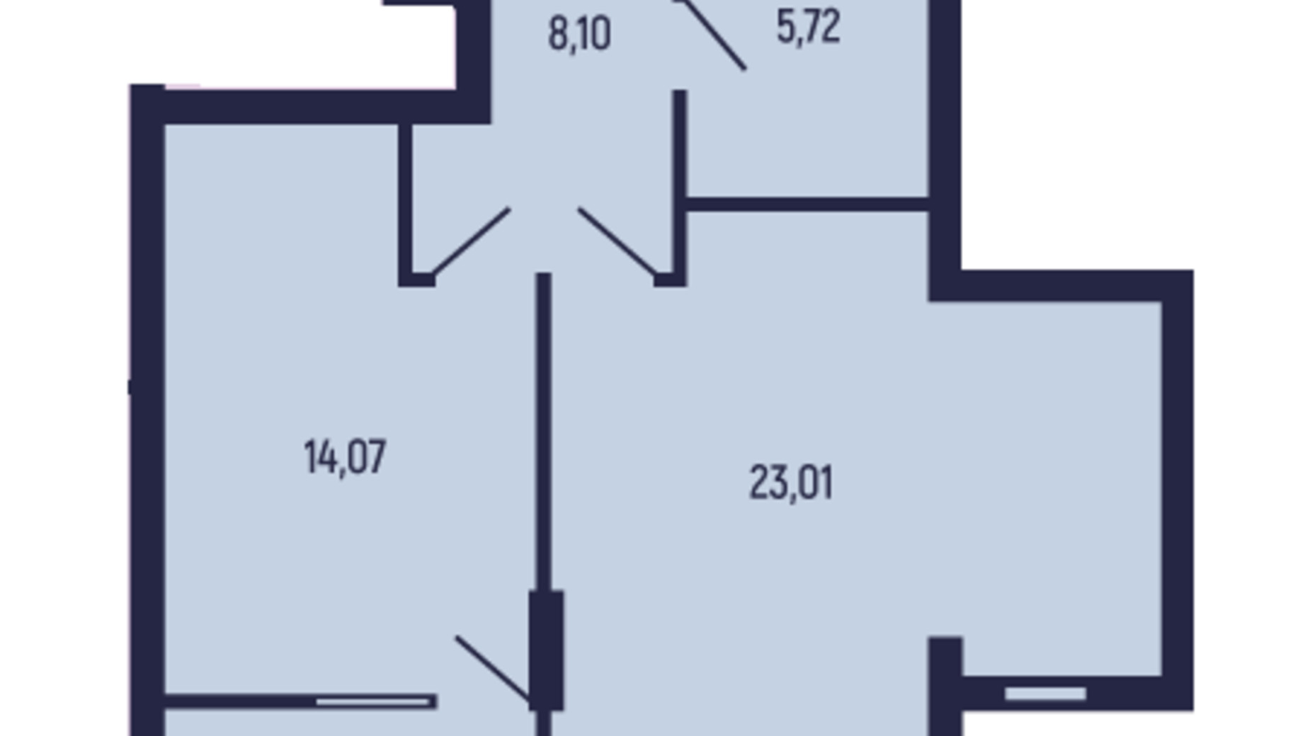 Планування 1-кімнатної квартири в ЖК вул. Бориславськая, 9 55.84 м², фото 604114