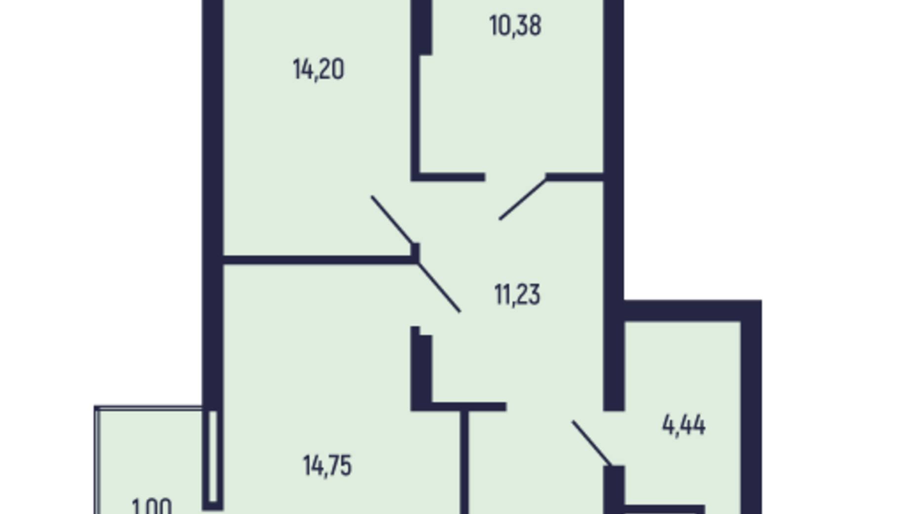 Планировка 2-комнатной квартиры в ЖК вул. Бориславська, 9 56 м², фото 604115