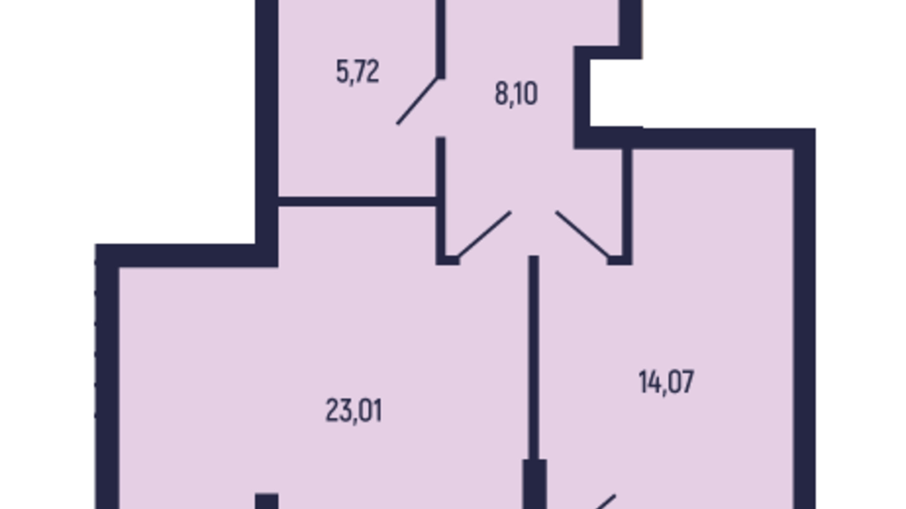Планировка 1-комнатной квартиры в ЖК вул. Бориславська, 9 55.84 м², фото 604121