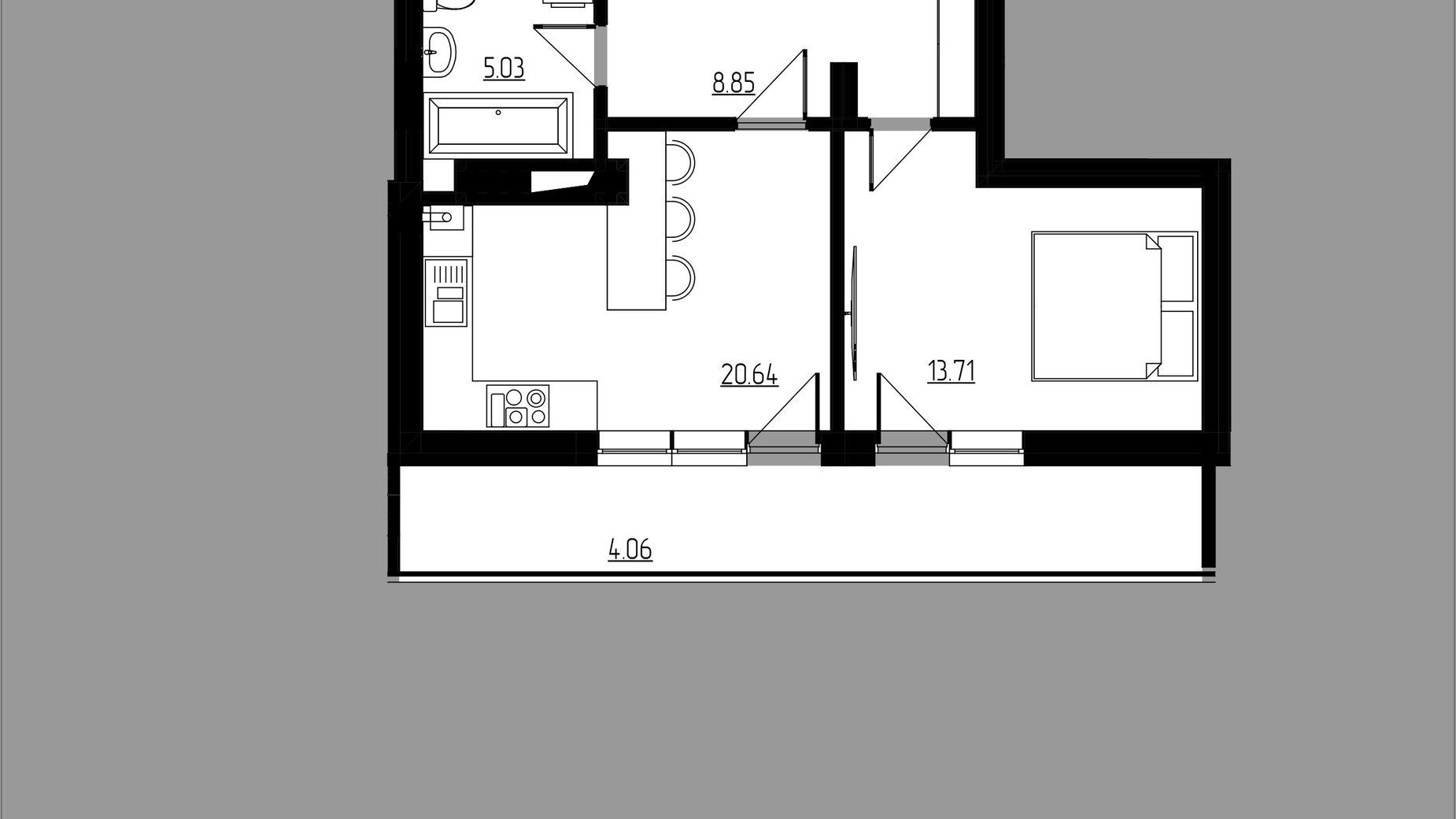 Планировка 1-комнатной квартиры в ЖК City Lux 46.91 м², фото 608184