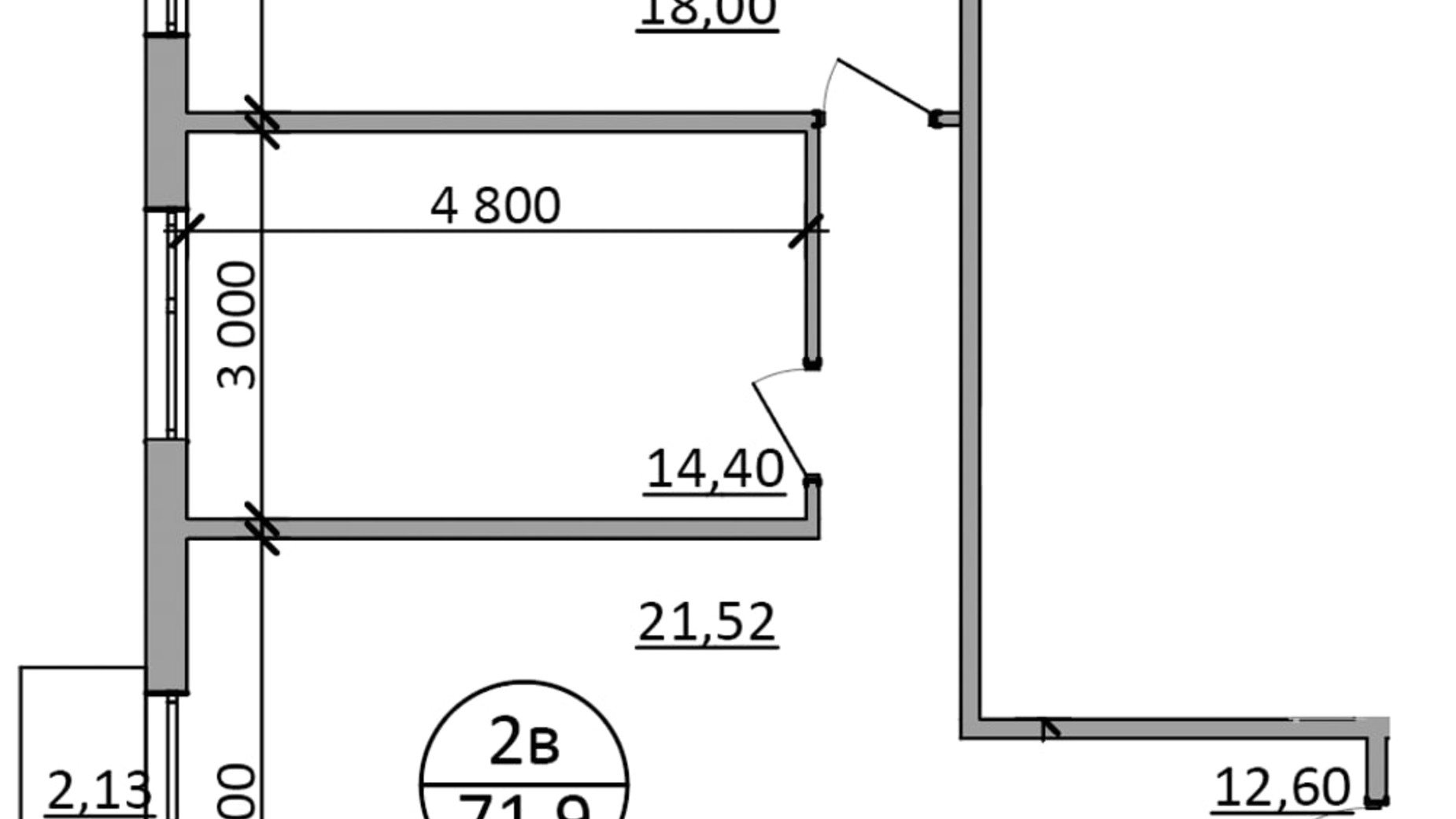 Планування 2-кімнатної квартири в ЖК Парксайд 71.9 м², фото 616158