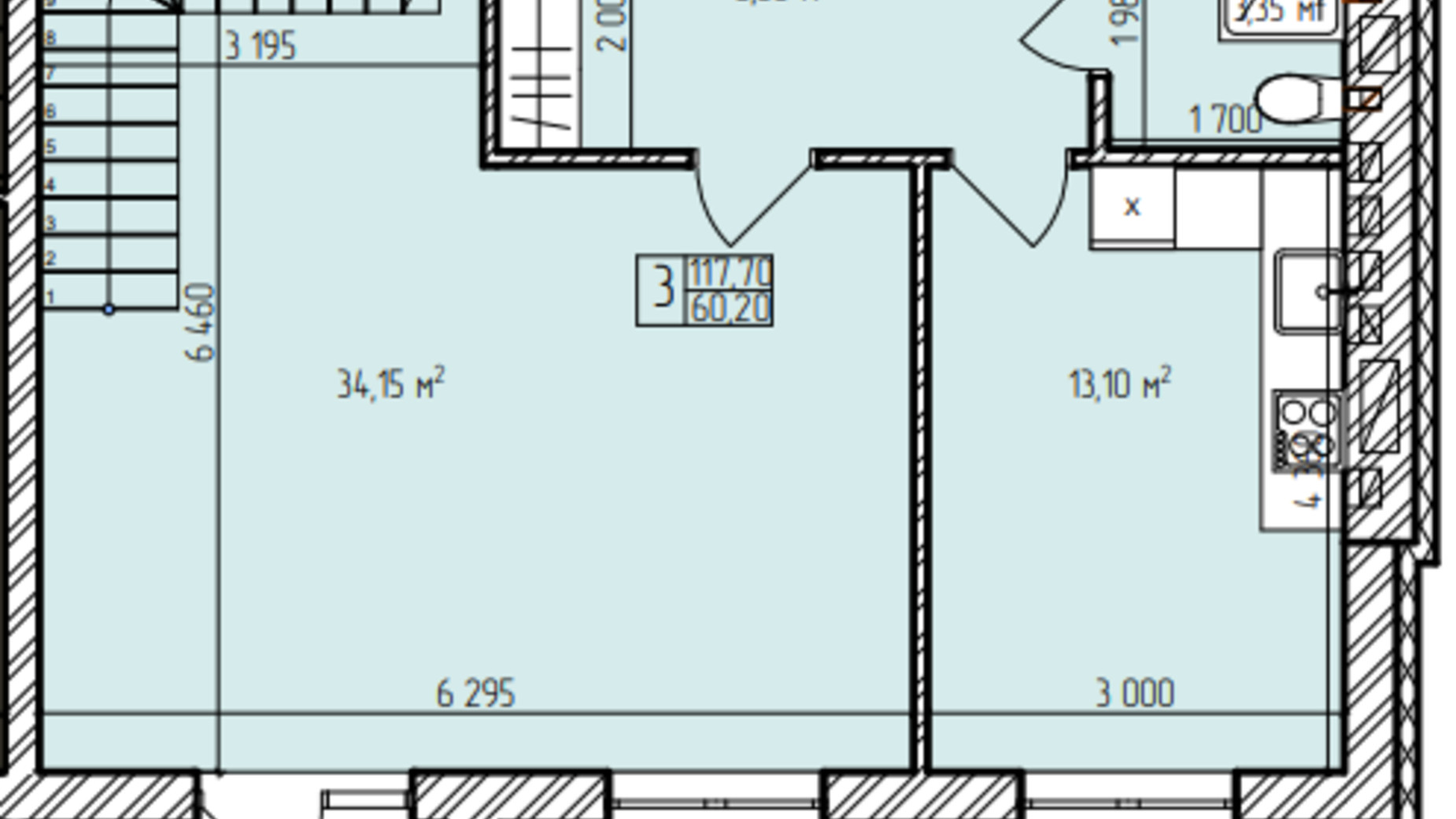 Планування багато­рівневої квартири в ЖК Автобіографія Парк 117.7 м², фото 616971