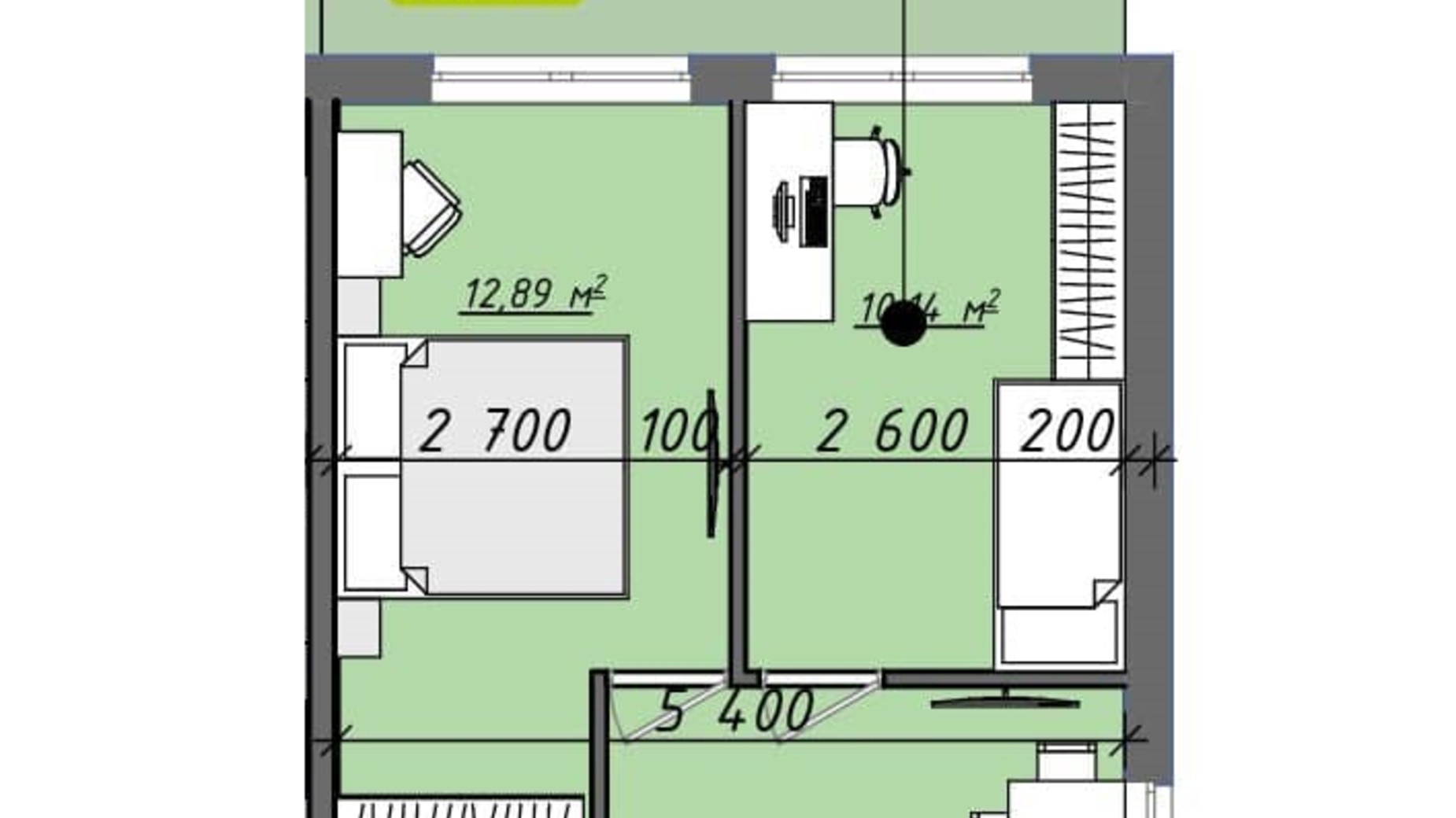 Планировка 2-комнатной квартиры в ЖК Sofi House 46.9 м², фото 620408