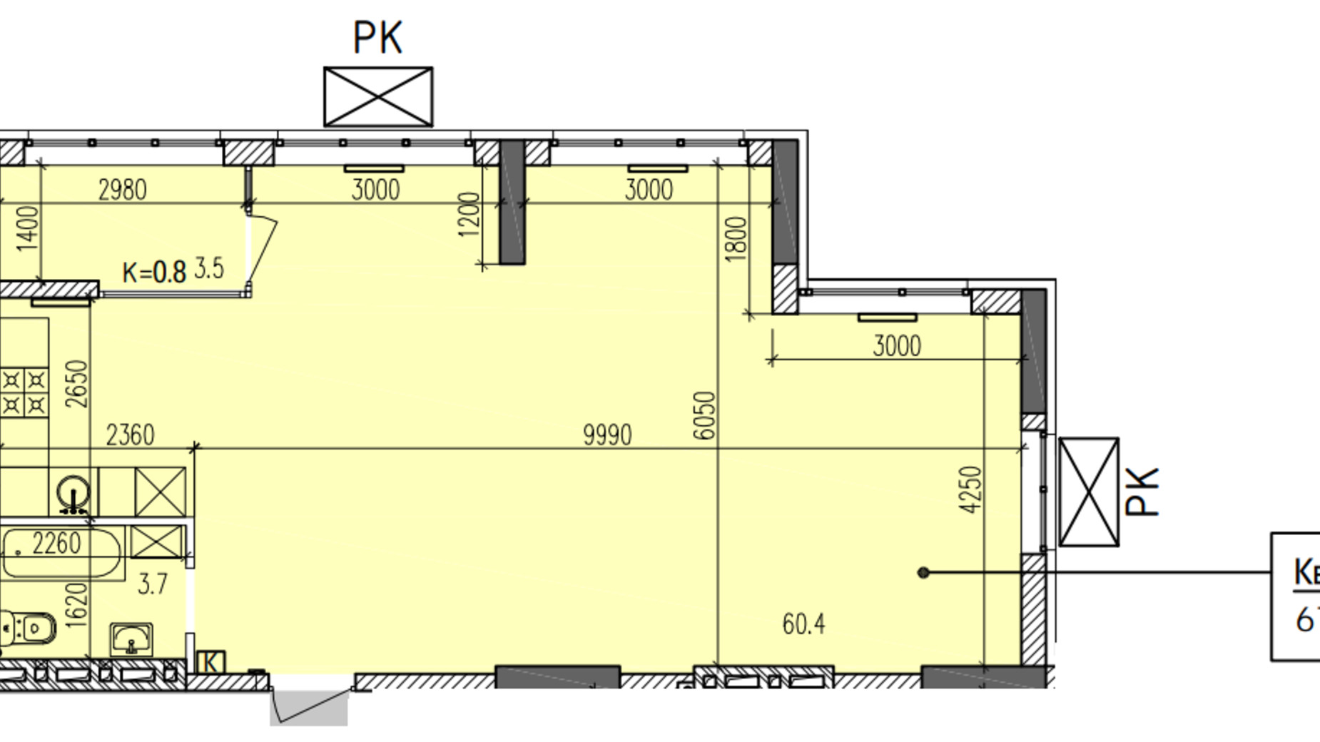Планування 2-кімнатної квартири в ЖК Затишний-2 67.6 м², фото 625638