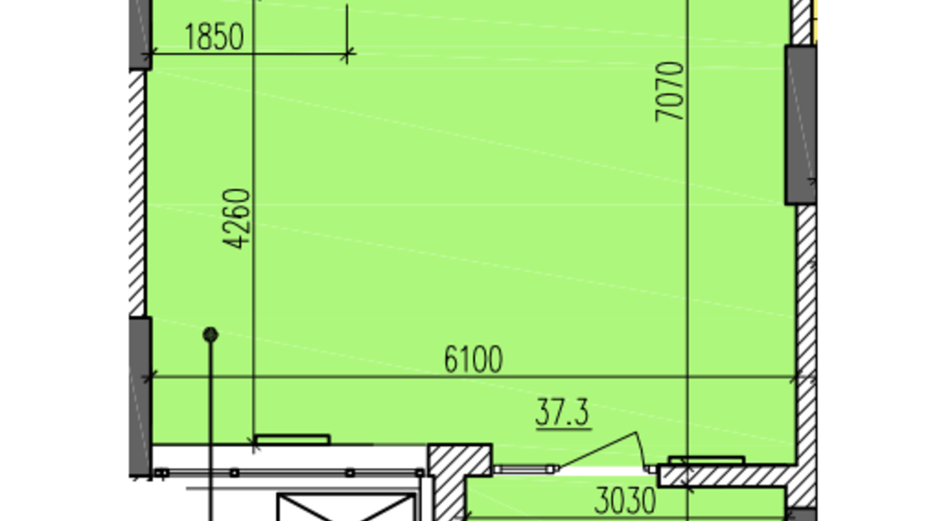 Планування 1-кімнатної квартири в ЖК Затишний-2 44.8 м², фото 625646