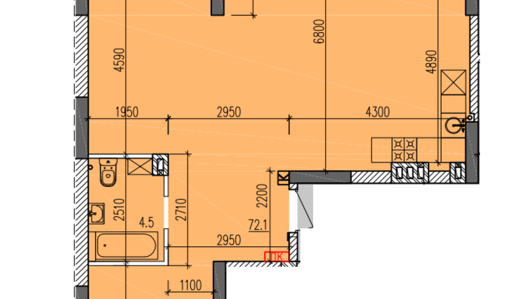 Планування 3-кімнатної квартири в ЖК Затишний-2 80.2 м², фото 625651