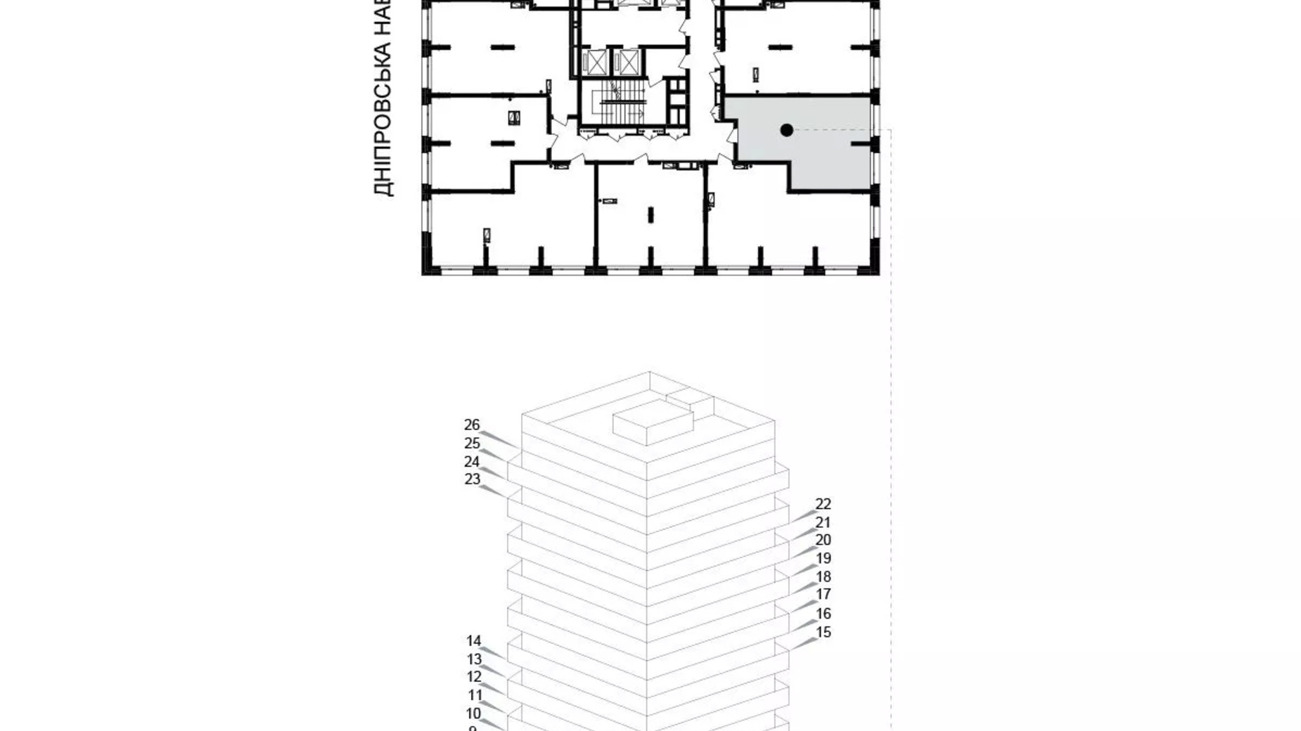 Планировка 1-комнатной квартиры в ЖК Kub29 44.1 м², фото 627017
